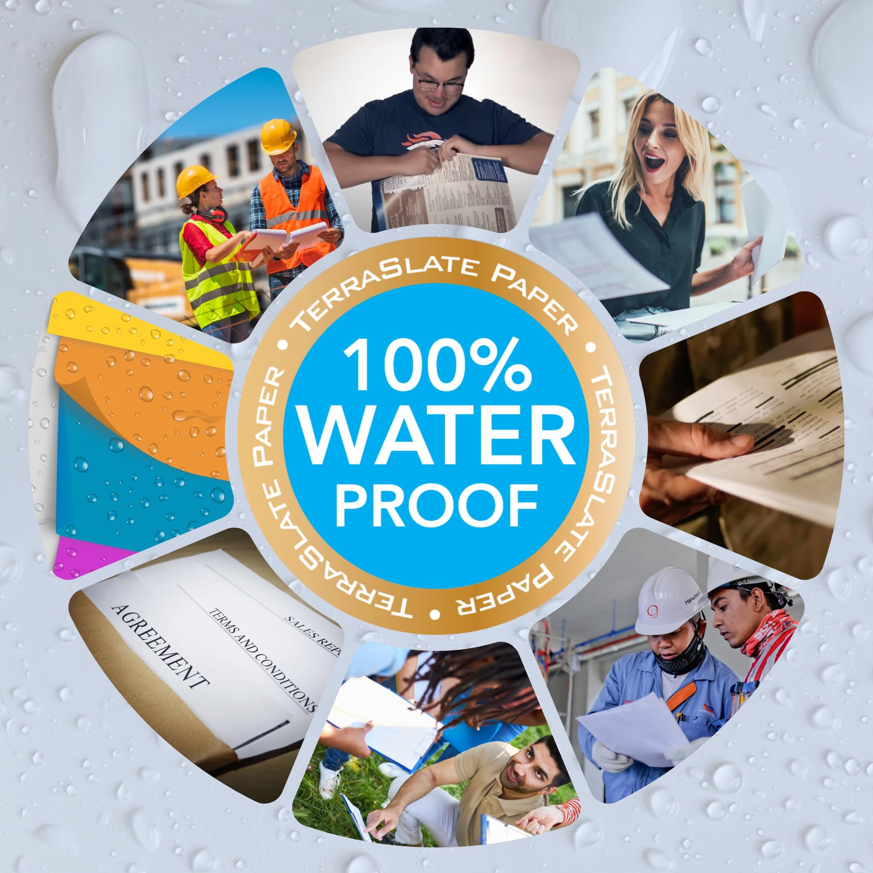 TerraSlate Waterproof and Rip-Proof Paper - 50 Sheets, 5 Mil (120lb Cover), 11” x 17” - Compatible with Laser Printers & Copy Machines - Ideal for Outdoor Maps, Construction Plans & Water-Resistant Documents