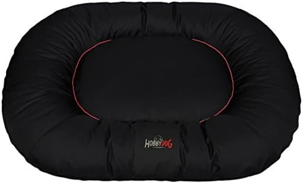 HOBBYDOG Ponton Comfort Dog Bed for Large Dogs - Soft & Supportive Orthopedic Pet Bed with Black/Red Piping - Perfect for Living Room, Bedroom or Kennel Use