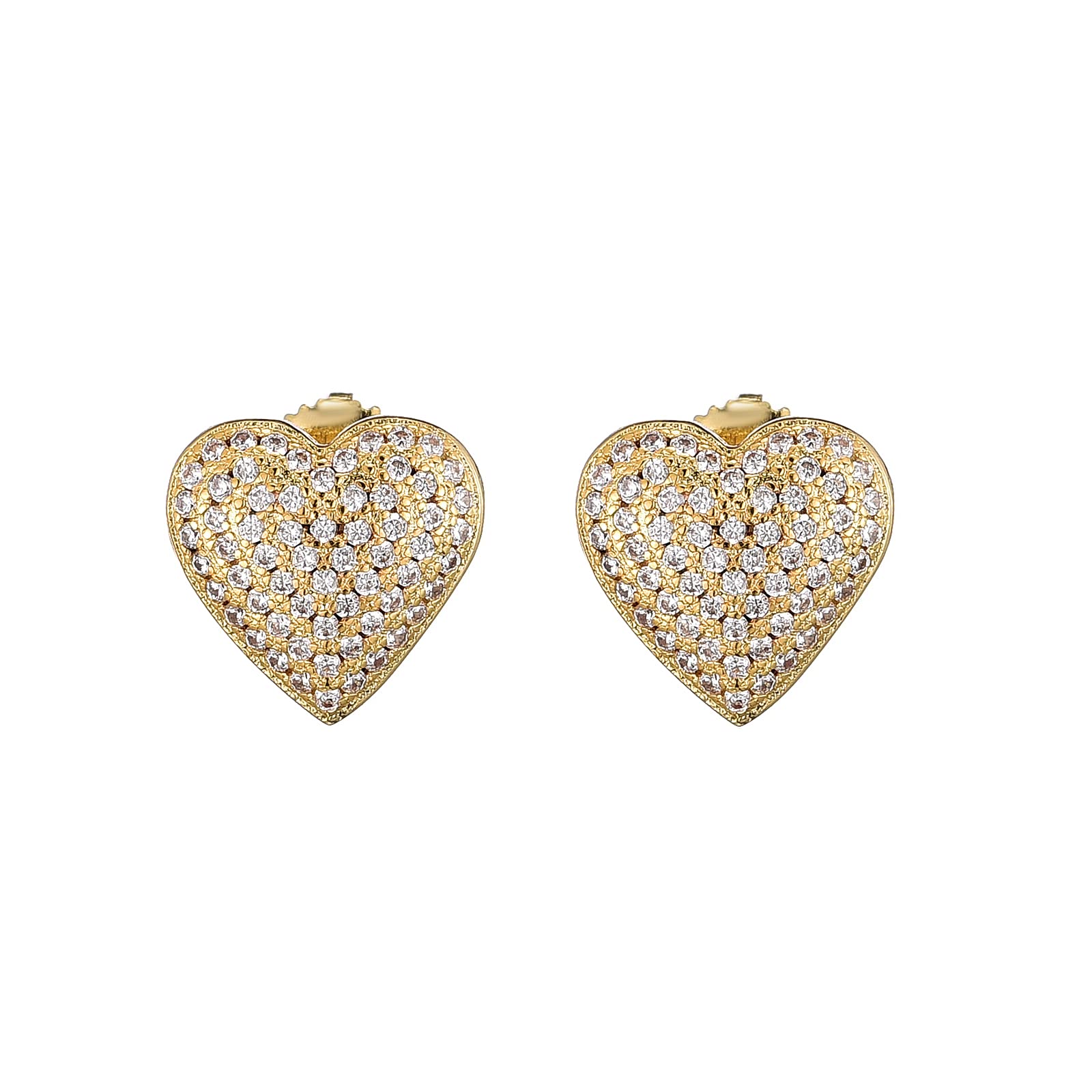 FEEL STYLE Heart Stud Earrings for Men & Women - Cubic Zirconia Diamond Dangle Earrings - Iced Out Hip Hop Fashion Jewelry Gifts for Teens - Perfect for Parties, Dating & Everyday Wear