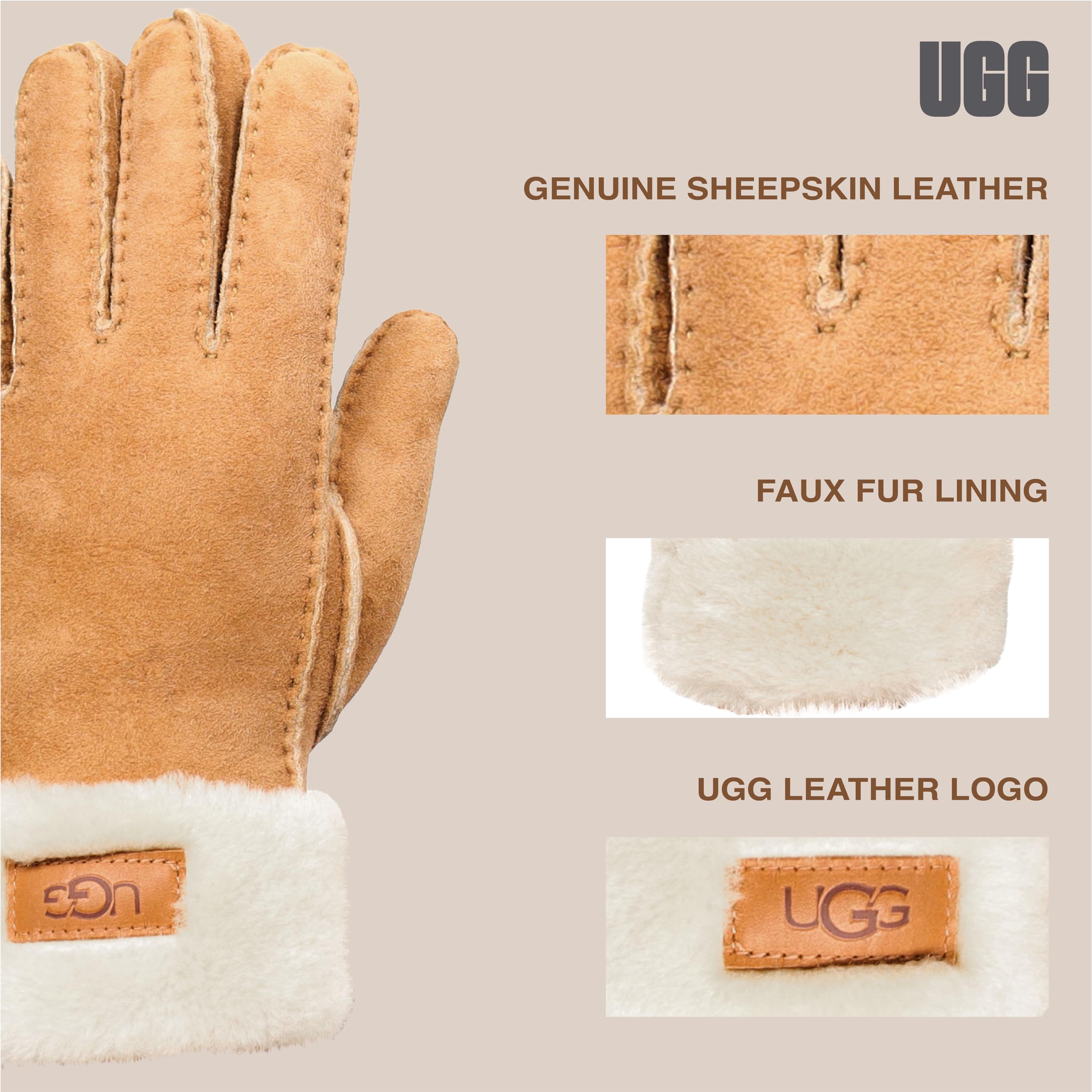 UGG Women's Winter Gloves - Soft Fleece Lined Warm Gloves for Cold Weather - Perfect for Snowboarding, Skiing & Outdoor Activities