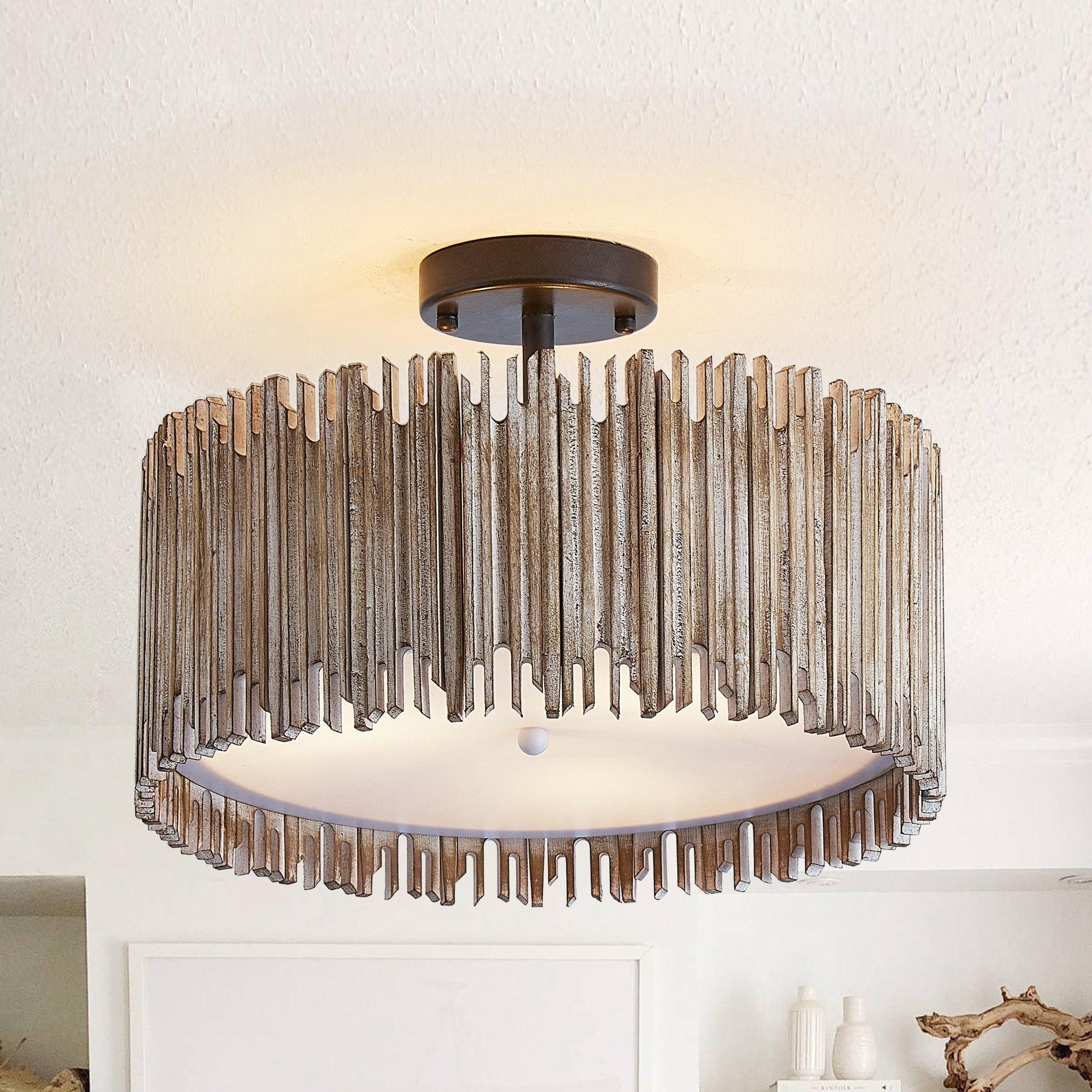 3-Light Farmhouse LED Ceiling Light Fixture - Modern Rustic Chandelier for Kitchen, Dining Room & Bedroom Lighting