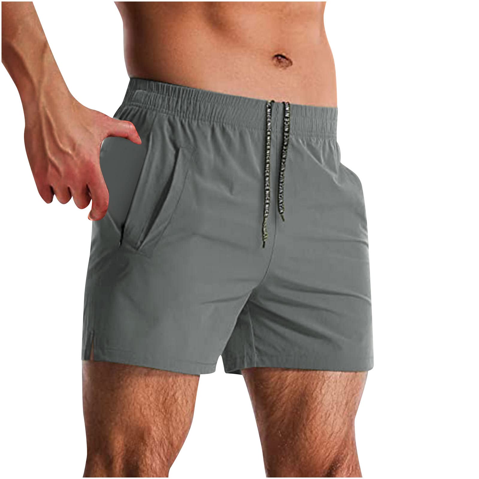Men's Summer Casual Sweat Shorts with Drawstring Elastic Waist & Zipper Pockets - Gym Workout, Outdoor Sports & Lounge Wear