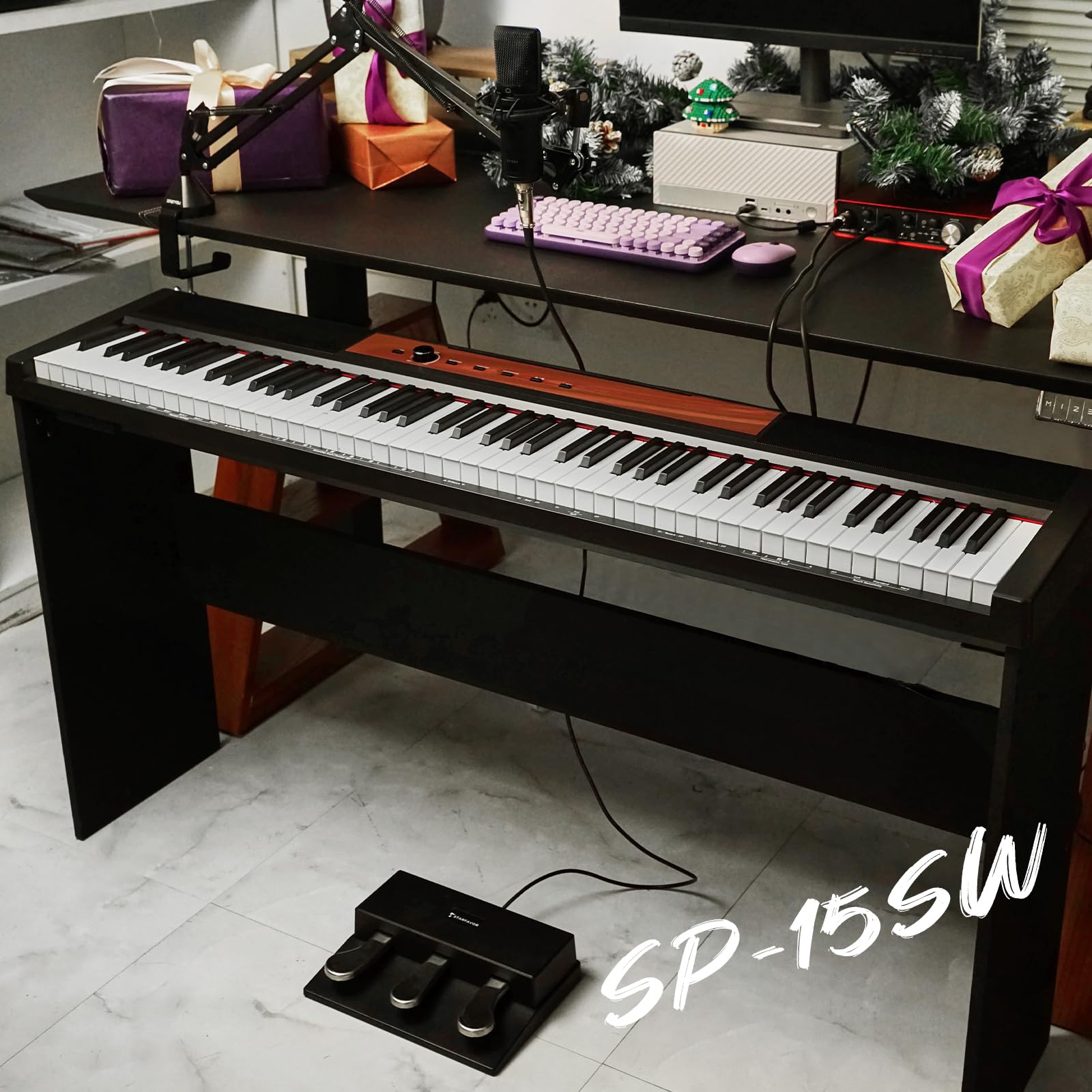Starfavor 88-Key Digital Piano Keyboard with Velocity-Sensitive Keys, Full-Size Semi-Weighted Action, Dual 25W Speakers & 3-Pedal System - MIDI Compatible for Recording & Home Studio Use - Perfect for Beginners, Professionals & Music Enthusiasts