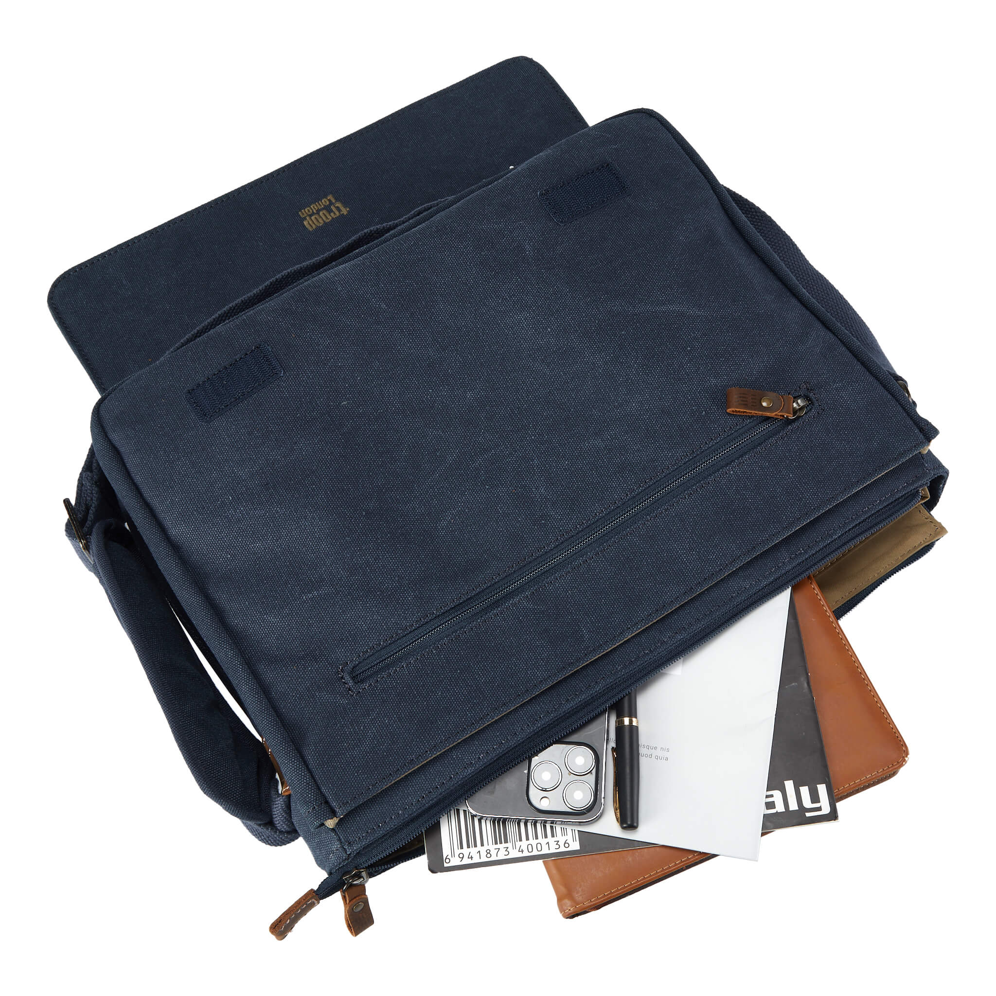 TRP0240 Troop London Classic Canvas Laptop Messenger Bag 16.5 Inch - Stylish Work & College Commuter Bag for Men & Women