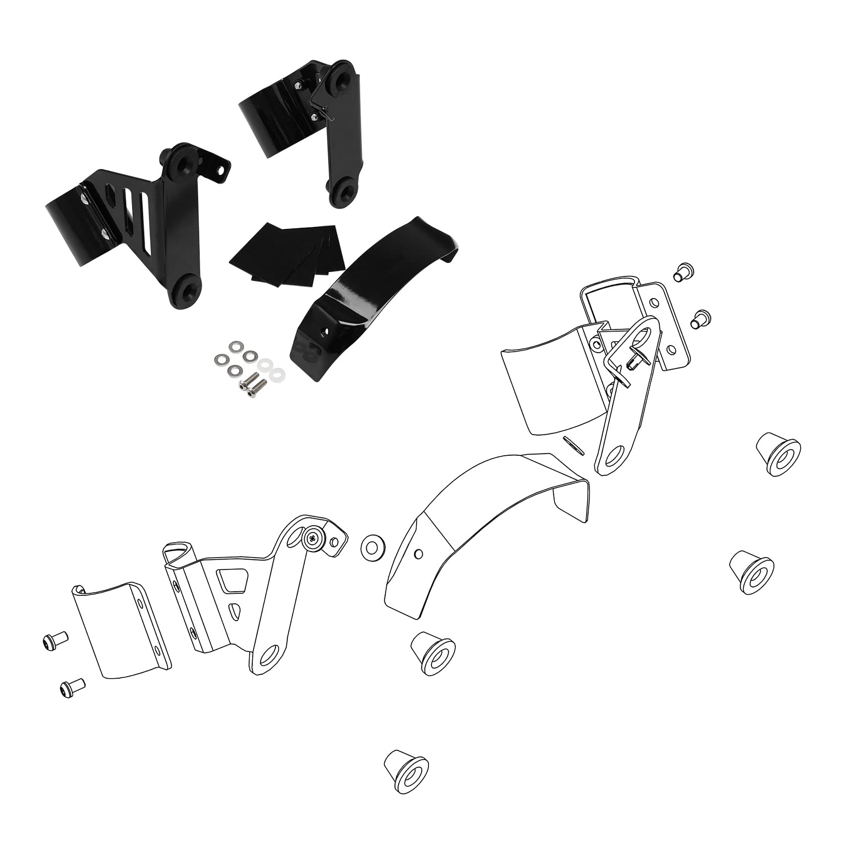 Harley Davidson ABS Front Headlight Fairing Windshield Bracket Mount Kit - Compatible with Softail Standard FXST (2020-2024), Low Rider S FXLRS (2020-2025), Street Bob 114 FXBBS (2021-2024) - Black & Green - Perfect for Custom Motorcycle Upgrades & Wind Protection