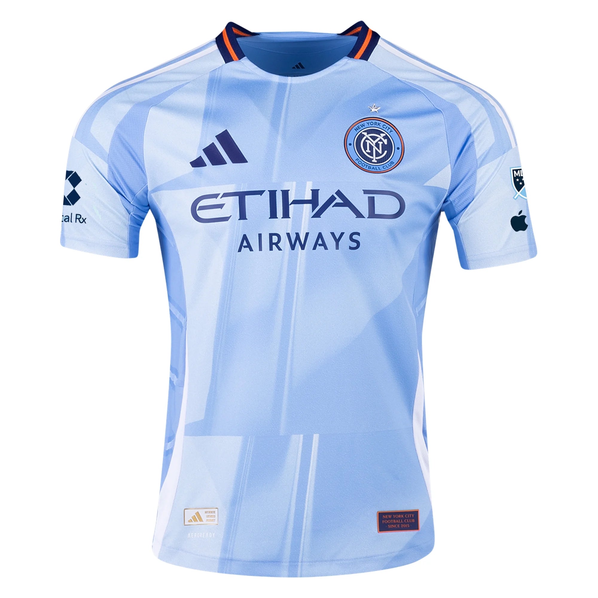Adidas Jacob Arroyave New York City FC Authentic Home Jersey 25/26 with MLS Patches - Bahia Light Blue - Perfect for Soccer Games & Fan Support