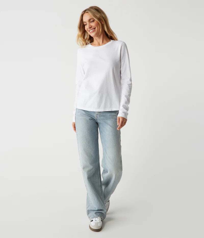 Clarissa Women's Long Sleeve Blouse - Soft Cotton White Tops for Work, Office & Casual Wear