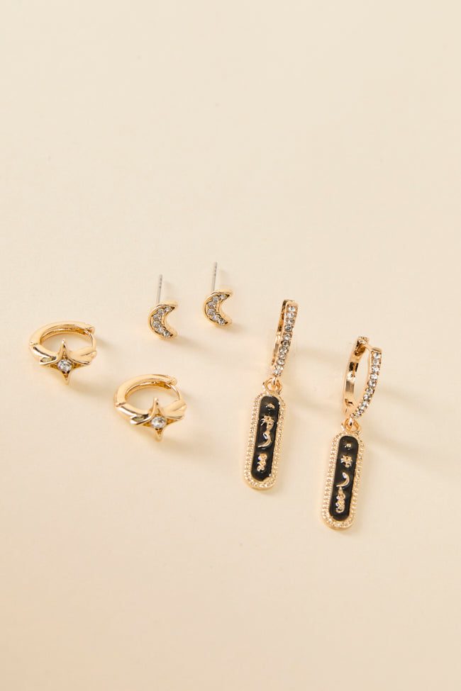 Celestial Gold Earring Set - 14K Gold Plated Hoop Earrings for Women, Elegant Dainty Jewelry Gift for Her - Perfect for Parties, Weddings & Everyday Wear
