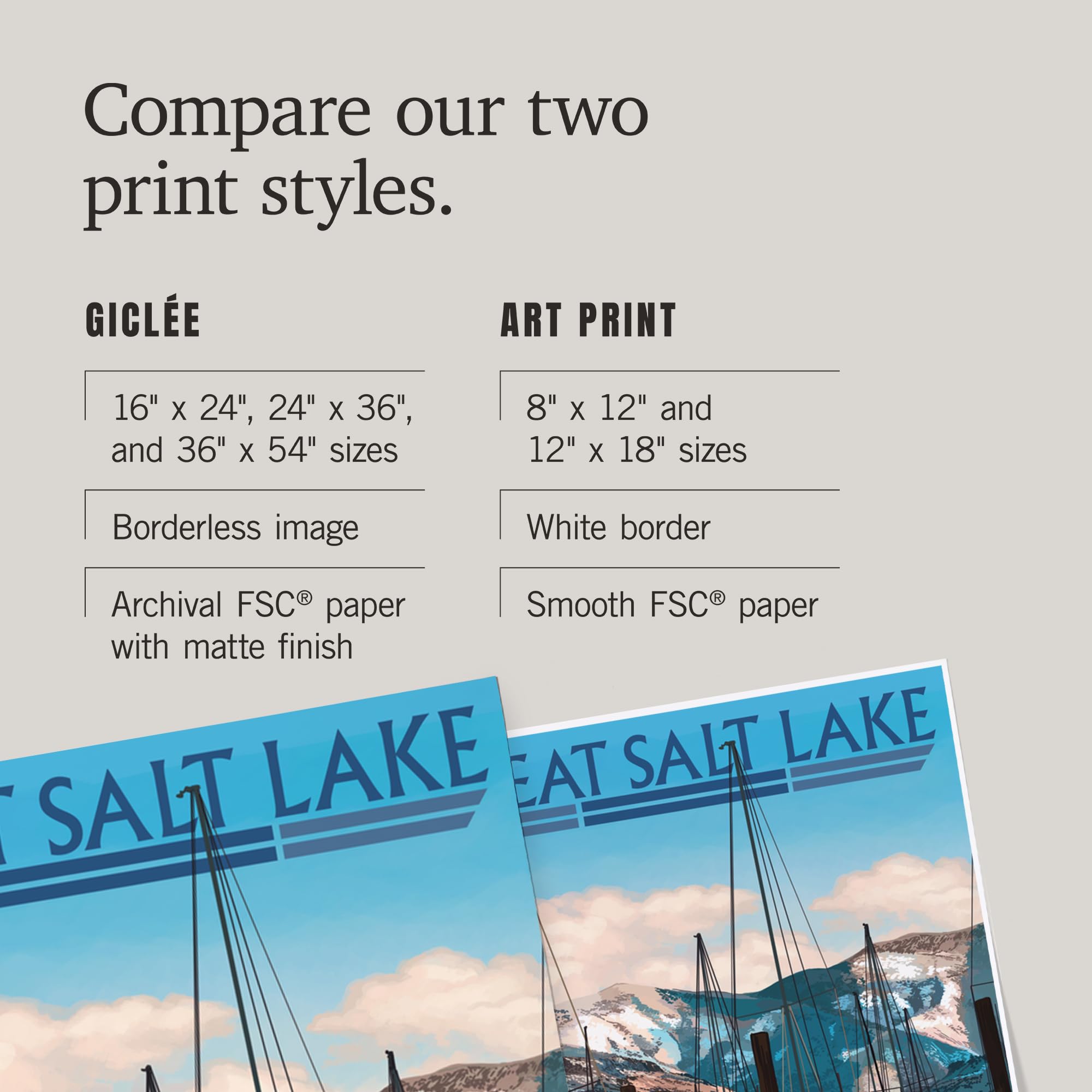 Lantern Press 16x24 Inch Giclee Print - Great Salt Lake Utah Marina Landscape Wall Art - Perfect for Home Decor, Office & Living Room Wall Decor