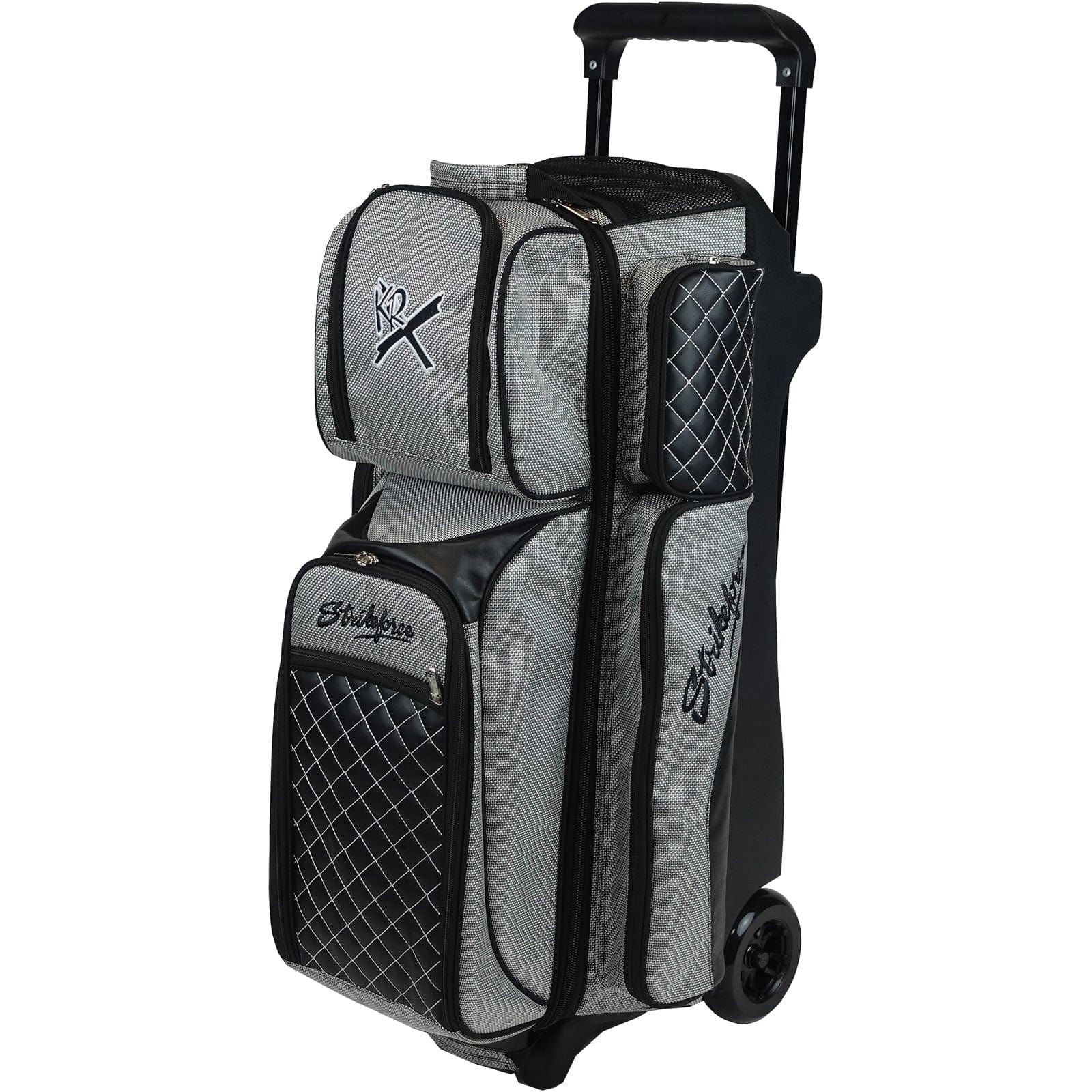 KR Strikeforce Royal Flush Triple Roller Bowling Bag - Silver | Durable 3-Roller Bowling Bag for Men & Women | Perfect for League Play, Tournaments & Travel