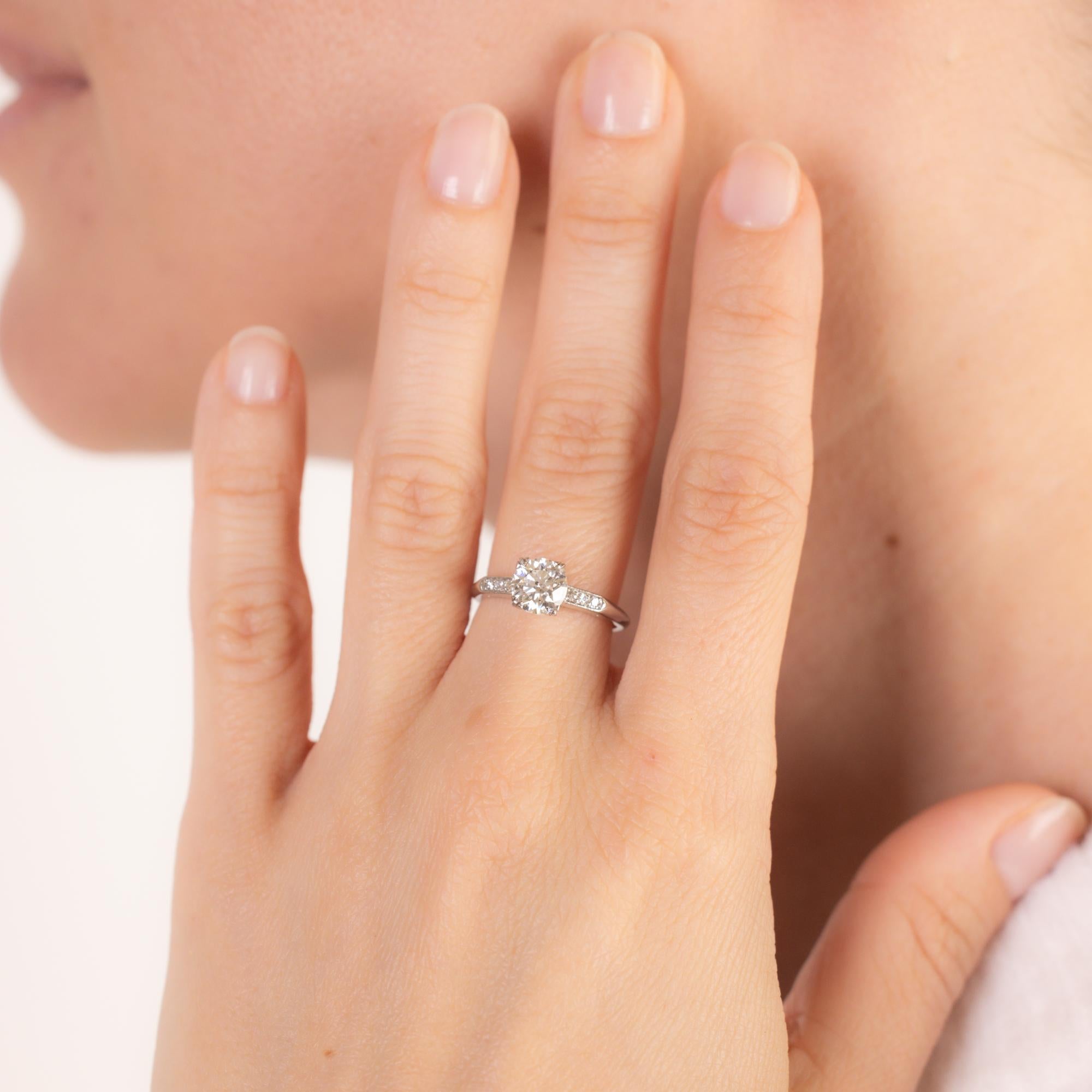Vintage Mid Century GIA Certified 1.01 Carat Diamond Platinum Engagement Ring for Women - Perfect for Proposals, Anniversaries & Special Occasions