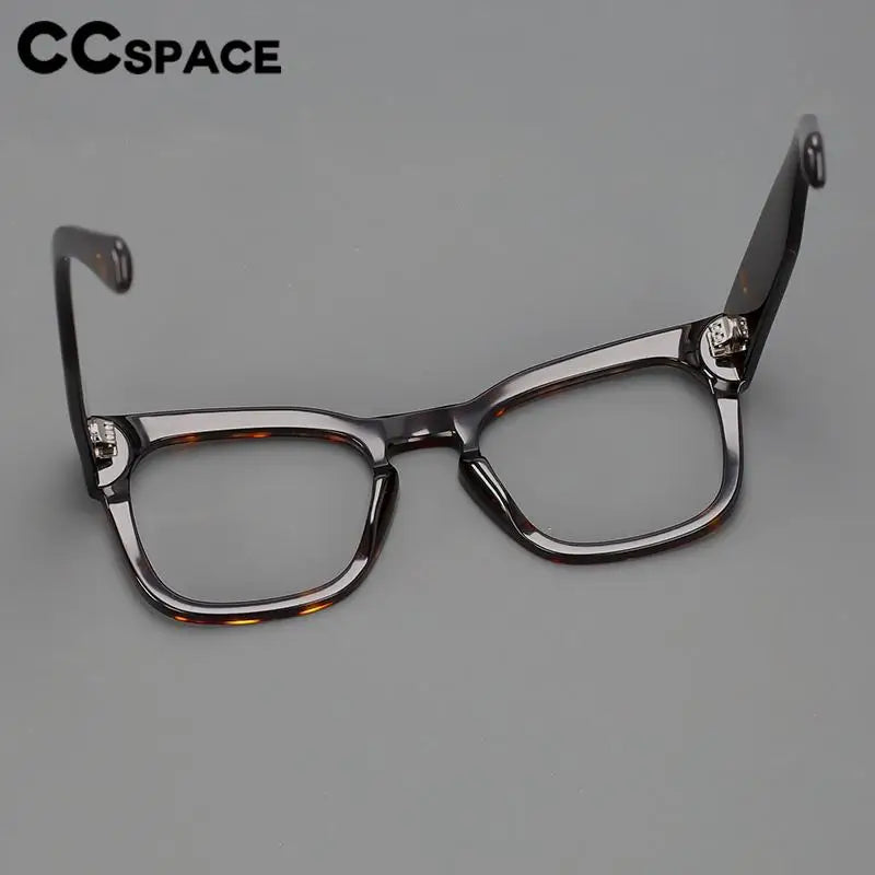 CCspace Unisex Full Rim Square Cat Eye Acetate Eyeglasses 57232 - Stylish Retro Frame for Men & Women - Perfect for Reading, Fashion, and Office Wear