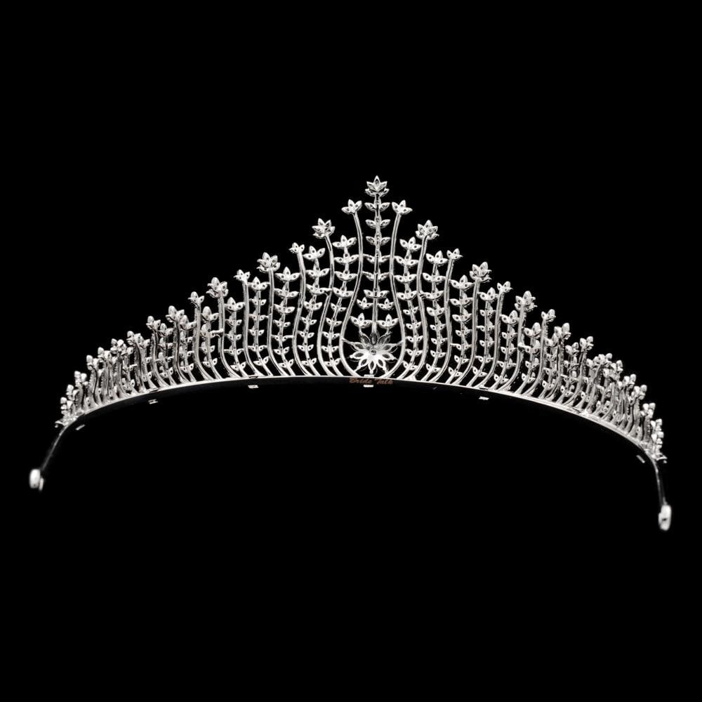 CZ Cubic Zirconia Wedding Tiara Crown - Elegant Bridal Headpiece for Princess Bride, Royal Prom, Quinceañera & Pageant Events