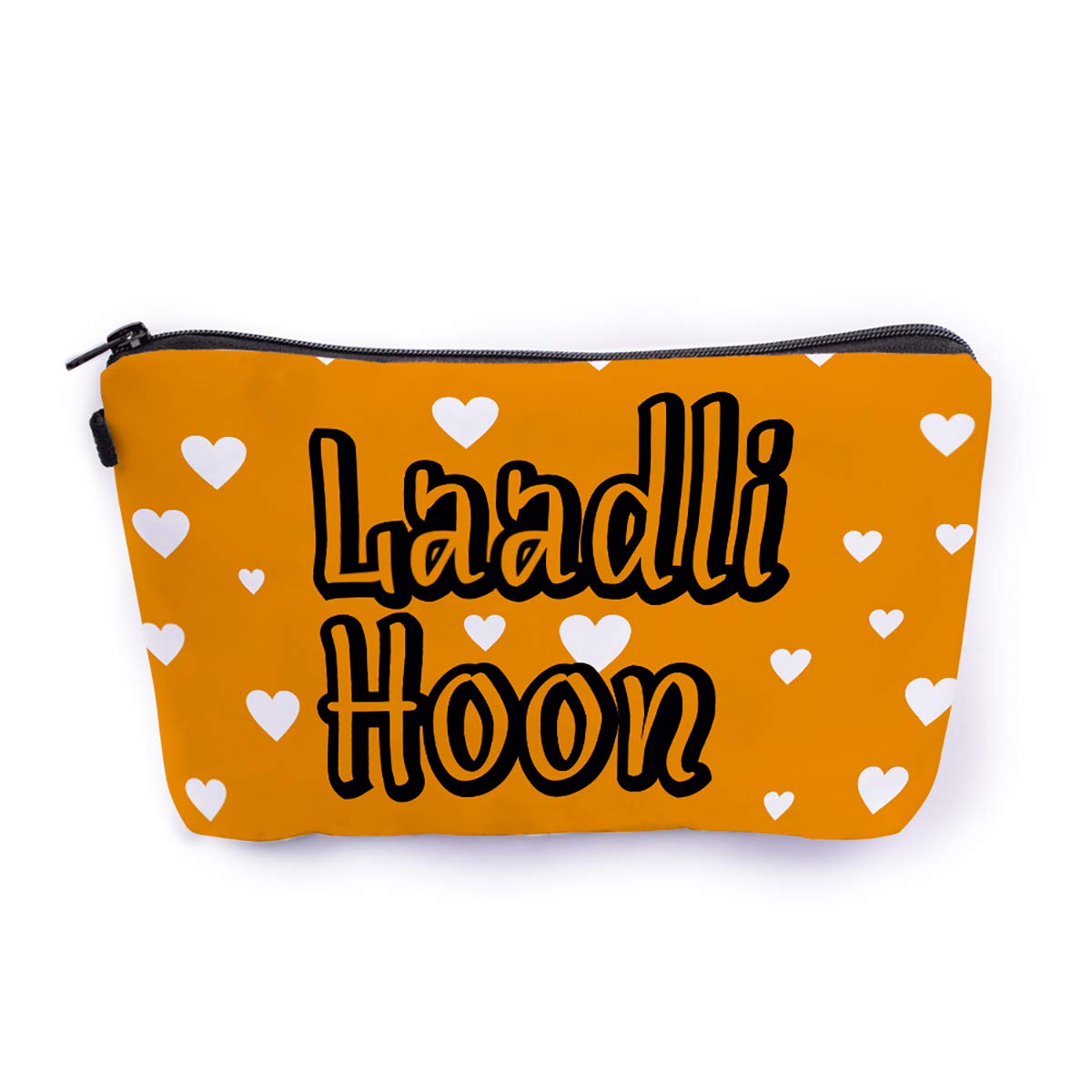 Crazyify Ladhli Hoon Cute Women's Cosmetic Bag | Canvas Makeup Pouch | Travel Toiletry Organizer | Zippered Storage Bag for Makeup Brushes & Accessories | Perfect for Travel, Gym & Daily Use