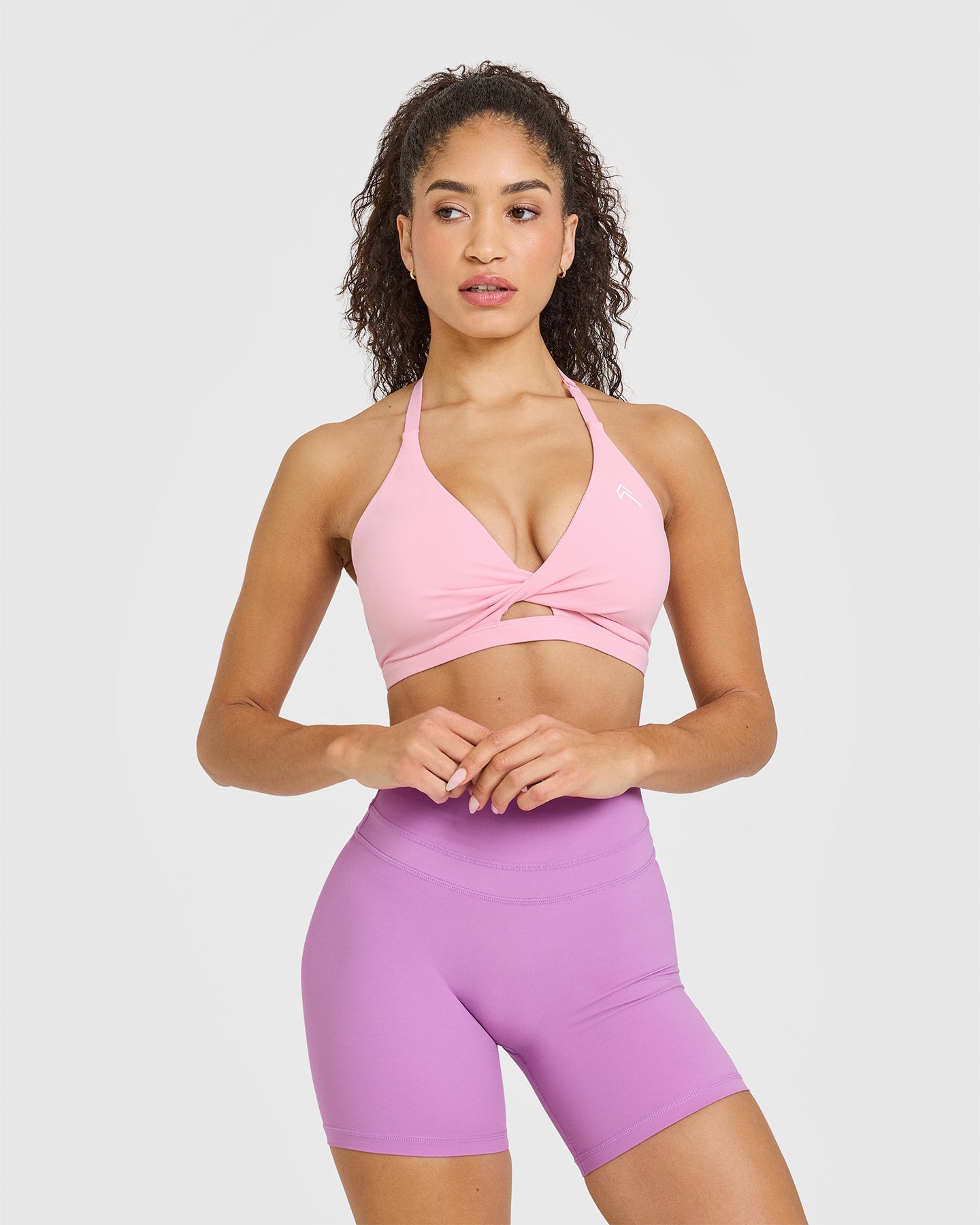 Unified Twist Sports Bra for Women - Petal Pink | High Support Workout Top for Yoga, Running & Gym
