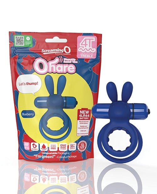 Screaming O 4T Ohare Blueberry Vibrating Cock Ring - Enhance Intimacy & Pleasure for Couples - Perfect for Romantic Nights & Spicing Up Your Relationship