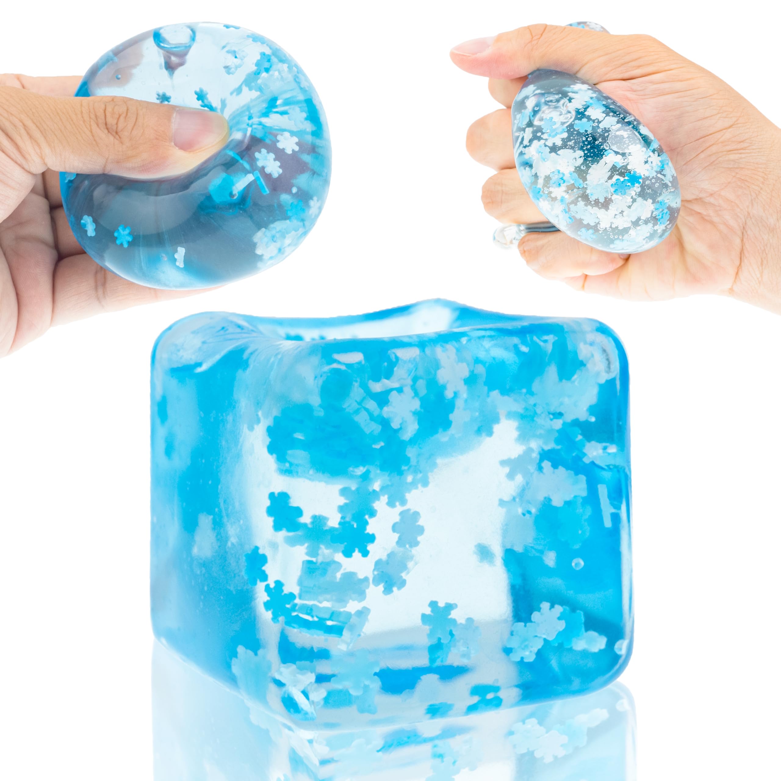 TPR Transparent Ice Cube Squishy Toys - Stress Relief Fidget Toys for Adults & Kids, Mini Mochi Squishies Sensory Toys for Anxiety, Party Favors, Classroom Rewards & Office Desk Decor (6-Pack)