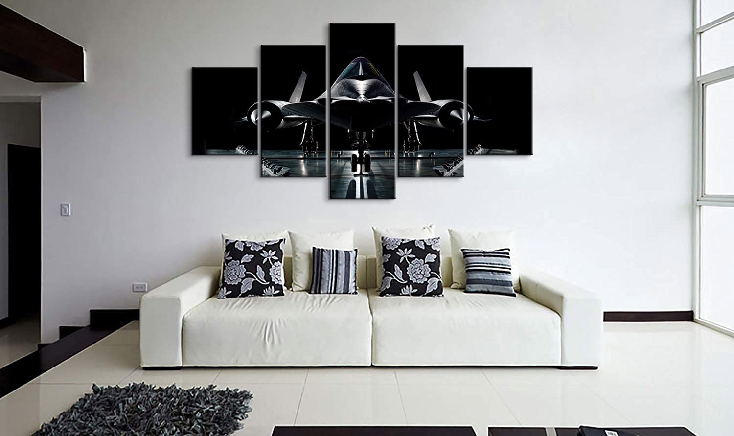 SR-71 Blackbird Aviation Wall Art - 5 Piece Military Aircraft Canvas Prints (60''W x 32''H) - Strategic Reconnaissance Plane Decor for Bedroom, Office & Man Cave - Perfect for Aviation Enthusiasts & Home Decor