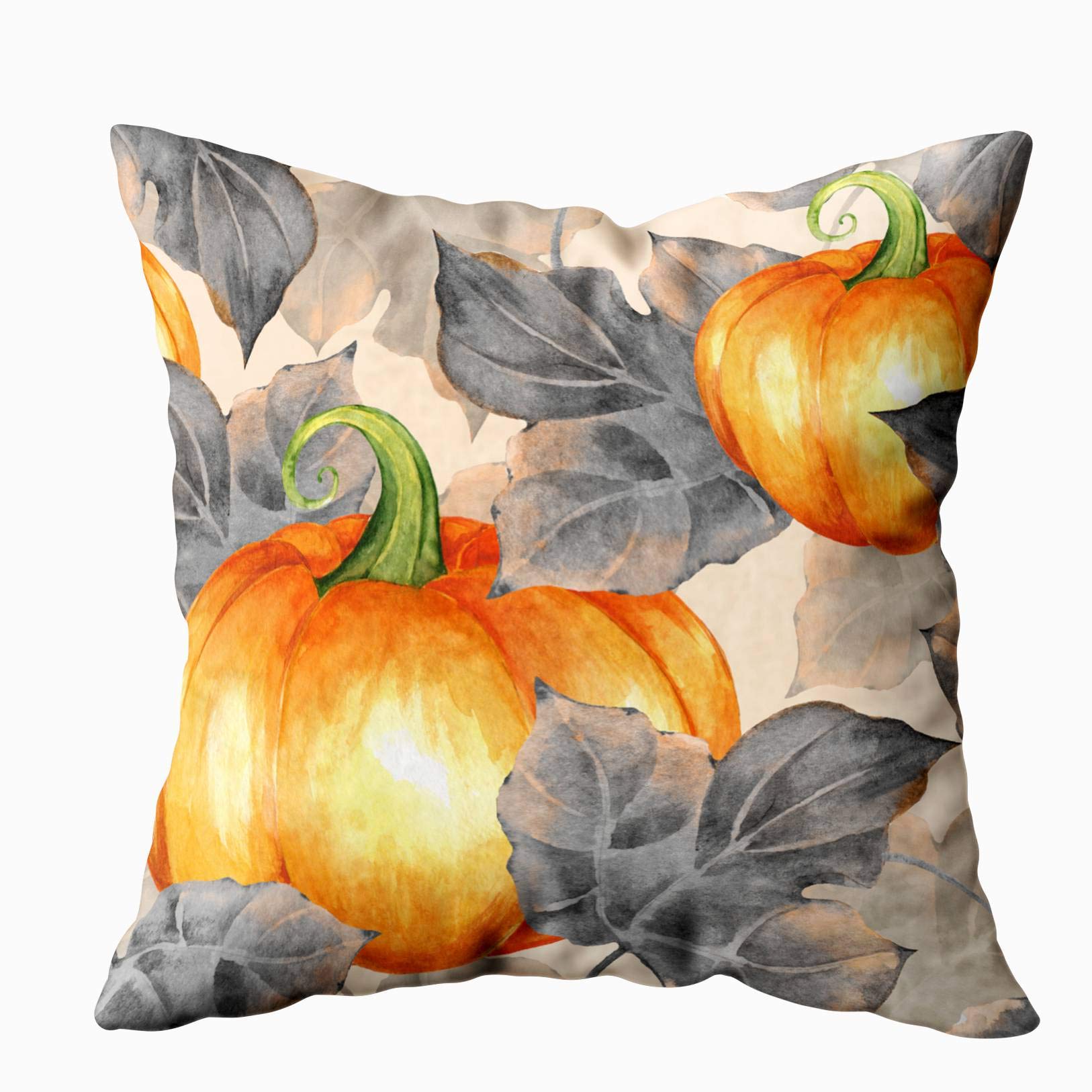 18x18 Inch Zippered Pumpkin Watercolor Pillow Covers - Soft Orange Throw Pillow Cases for Kids, Sofa, Bed & Home Decor | Perfect for Fall Season, Thanksgiving & Cozy Living Room