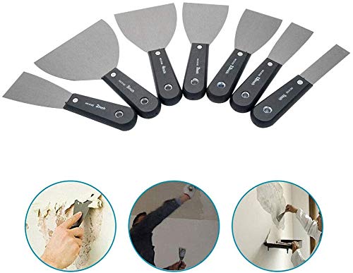 7PCS Carbon Steel Scraper Set with Storage Bag - 25-125mm Multi-Standard Filler Knife & Drywall Putty Knife for Paint Removal, Wall Repair, DIY Projects - Perfect for Home Renovation and Construction Work