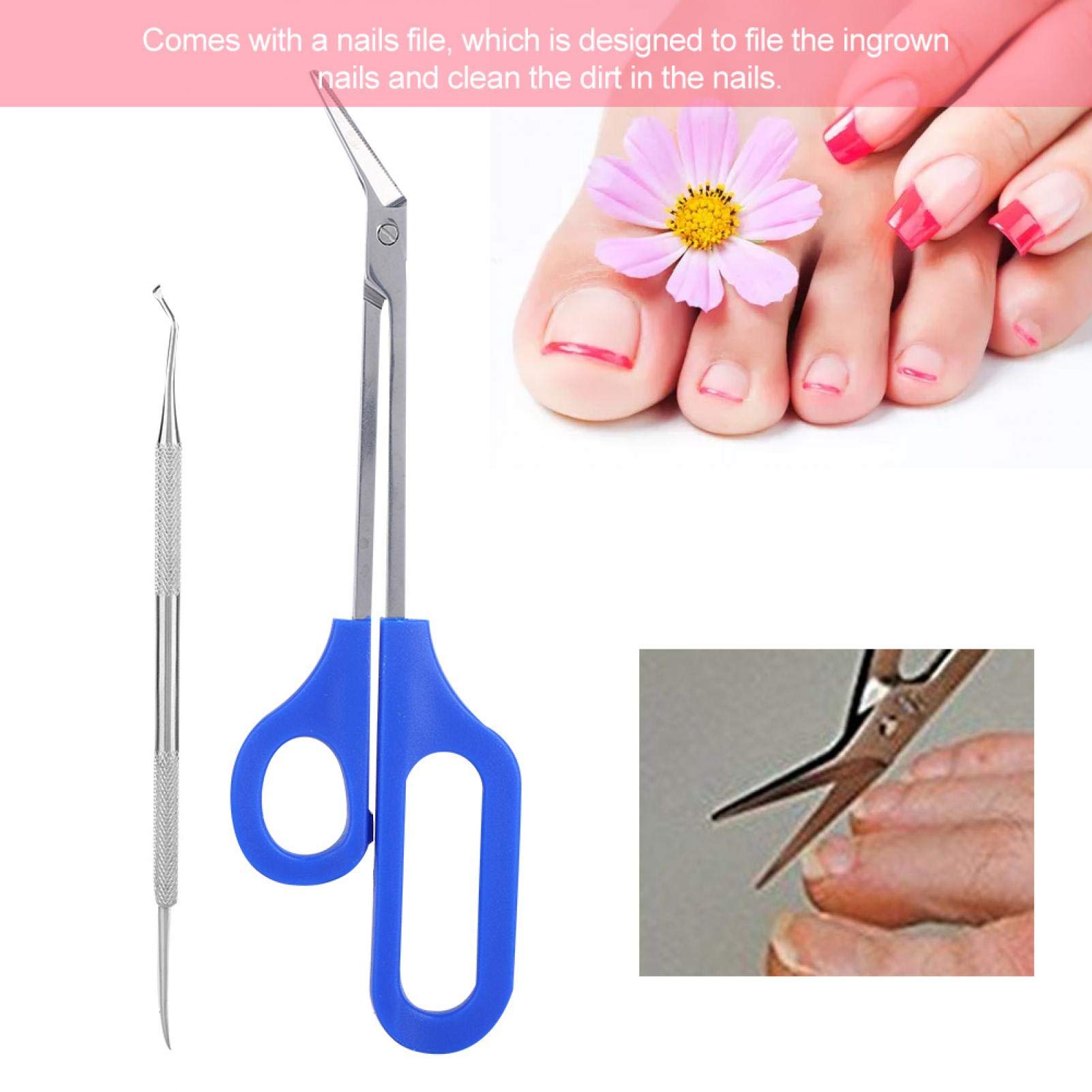 Premium Stainless Steel Toe Nail Clippers for Thick & Ingrown Toenails - Ergonomic Grip Handle Nail Clipper Set with Nail Scissors & File - Ideal for Seniors, Men & Adults - Perfect for Home Pedicure & Foot Care