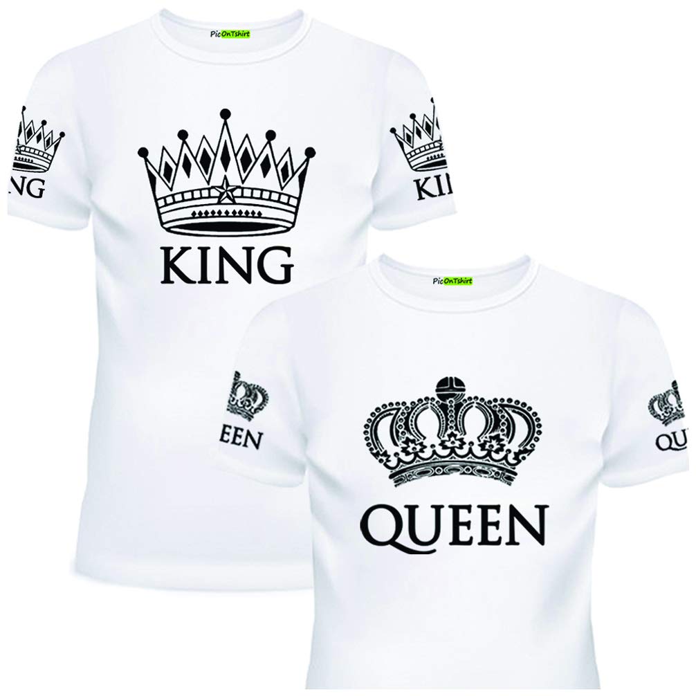 King and Queen Matching Couple T-Shirts Set - His & Hers Romantic Outfits - Perfect for Anniversaries, Date Nights, and Valentine's Day Gifts