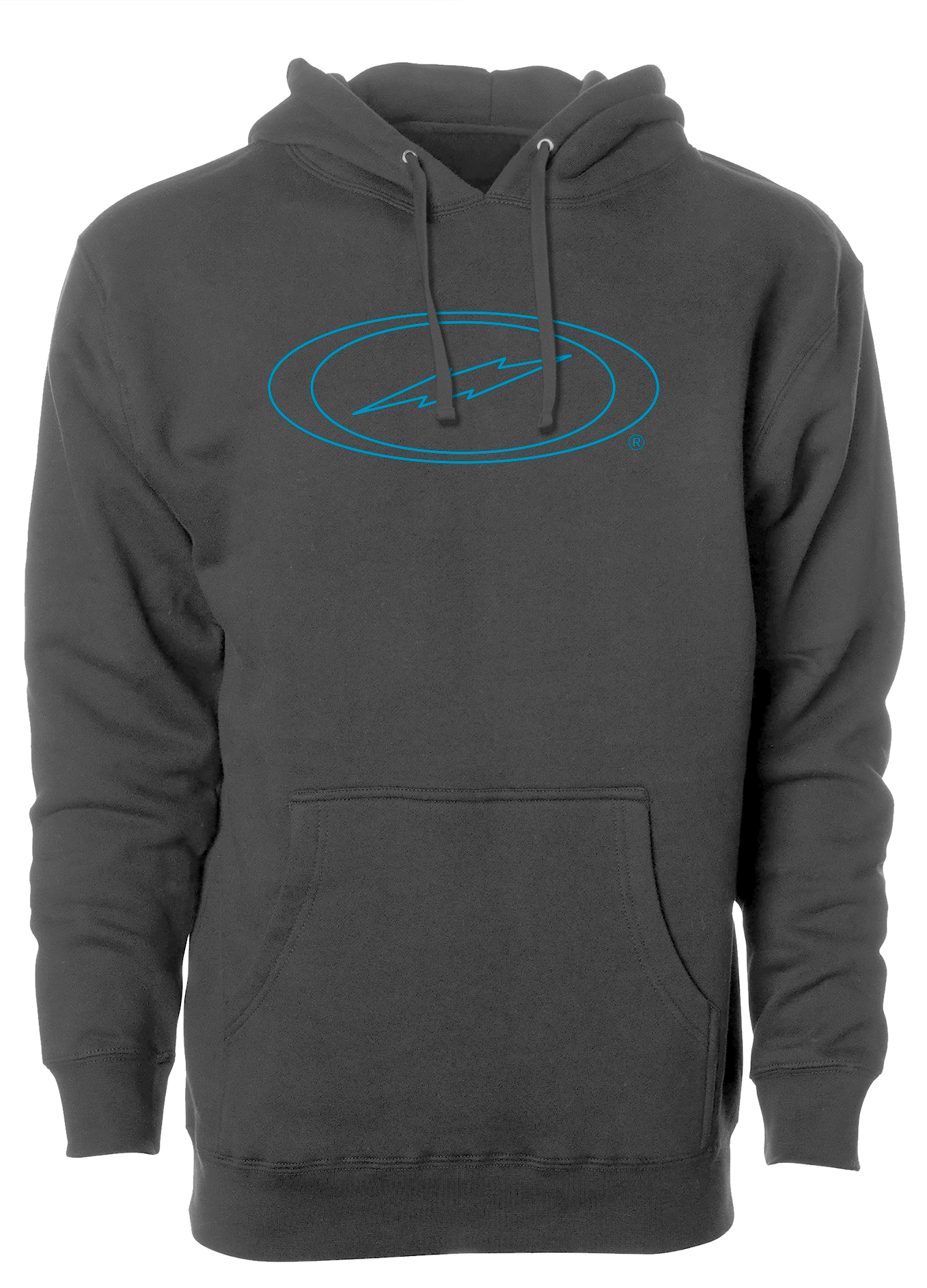 Storm Oval Bolt Logo Hoodie - Electric Blue Outline | Men's Graphic Pullover Sweatshirt | Streetwear Fashion for Casual Wear & Outdoor Activities