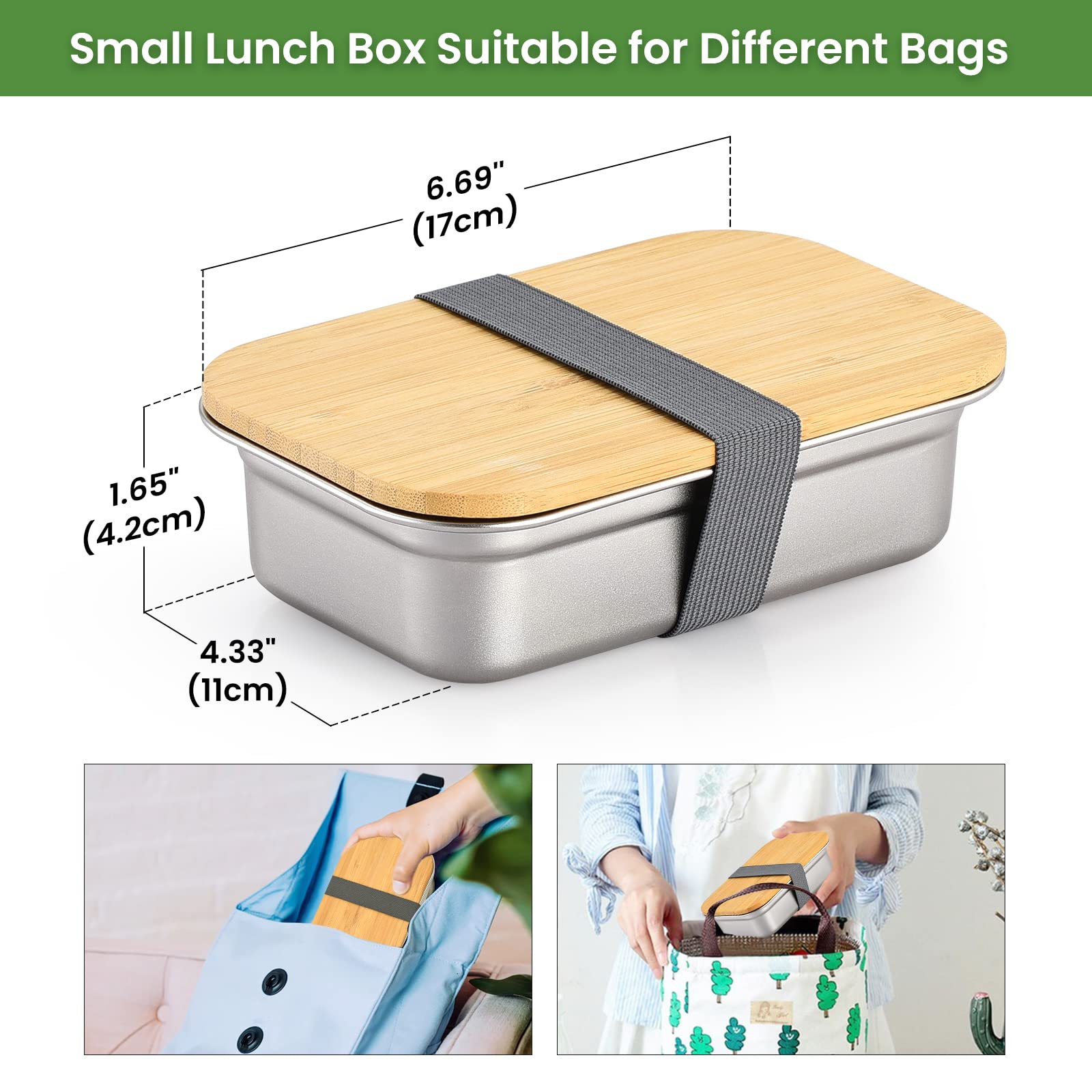 Stainless Steel Bento Box 13oz - Leakproof Lunch Container for Office & School