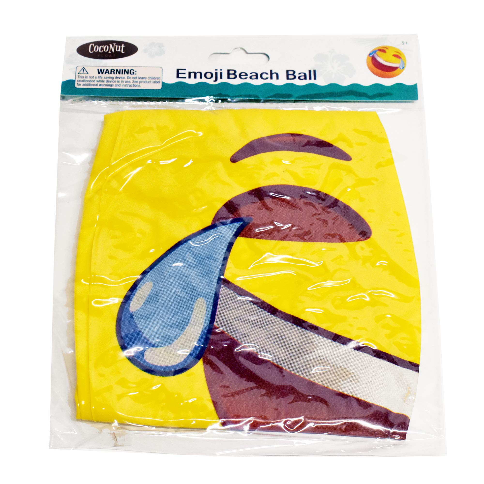18 Inch Inflatable Coconut Float Emoji Beach Balls - Summer Pool Party Supplies, Beach Games & Swimming Pool Toys for Kids Adults, Perfect for Backyard Parties, Beach Trips and Water Activities
