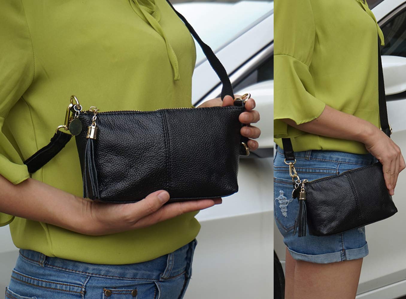 Stylish Women's Leather Messenger Bag - Small Crossbody Purse with Tassel & Phone Pocket - Perfect for Work, Travel & Everyday Use