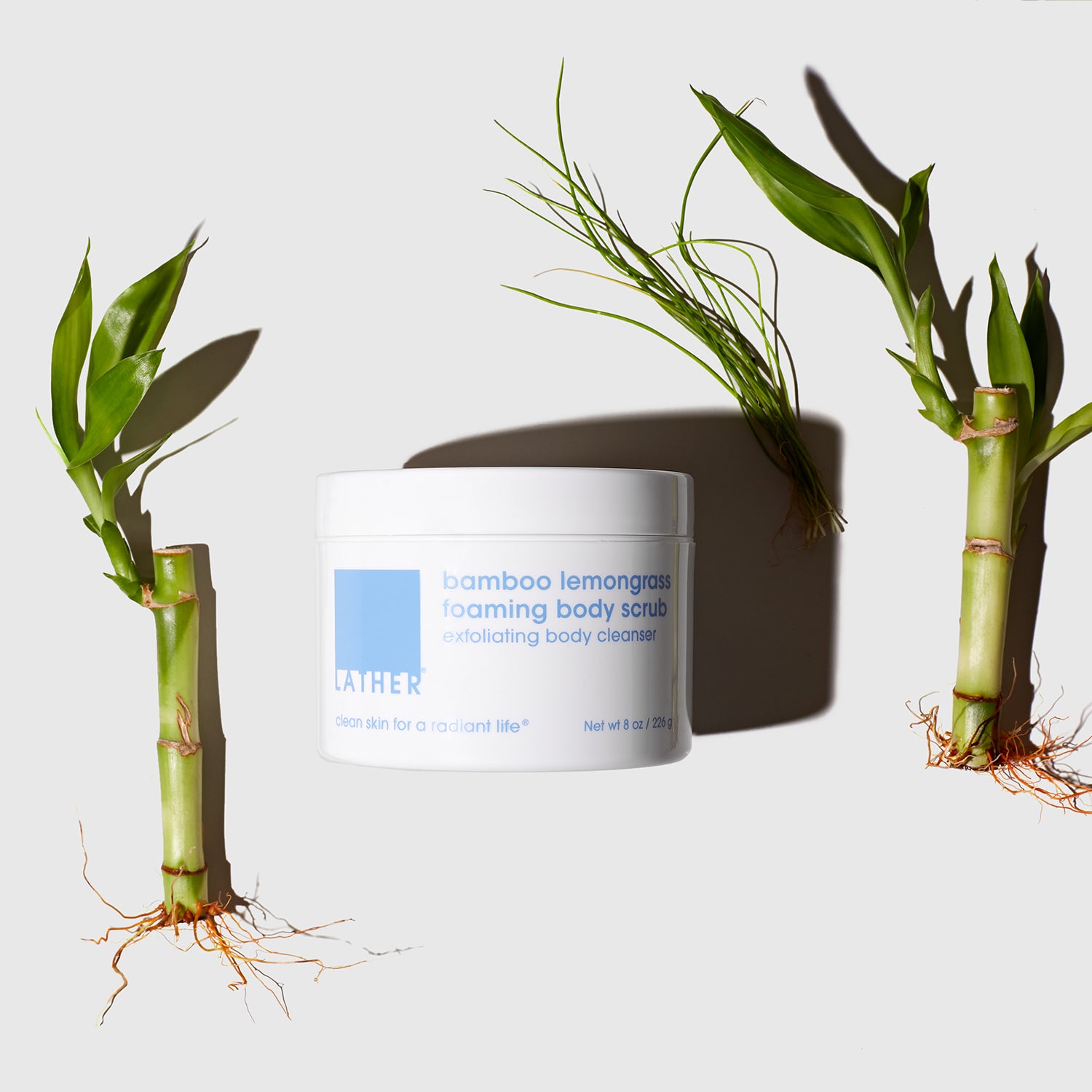 Organic Bamboo Lemongrass Foaming Body Scrub - 8oz Exfoliating & Moisturizing for Smooth Skin - Perfect for Spa Day & Self Care Routine