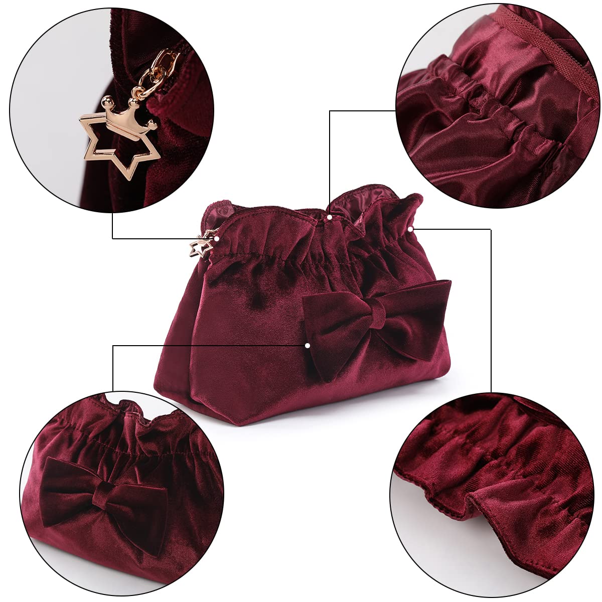 Velvet Makeup Bag for Women - Soft Zippered Cosmetic Pouch, Travel Toiletry Organizer | Perfect Gift for Birthday, Christmas, Valentine's Day | Great for Daily Use, Traveling, and Gifting