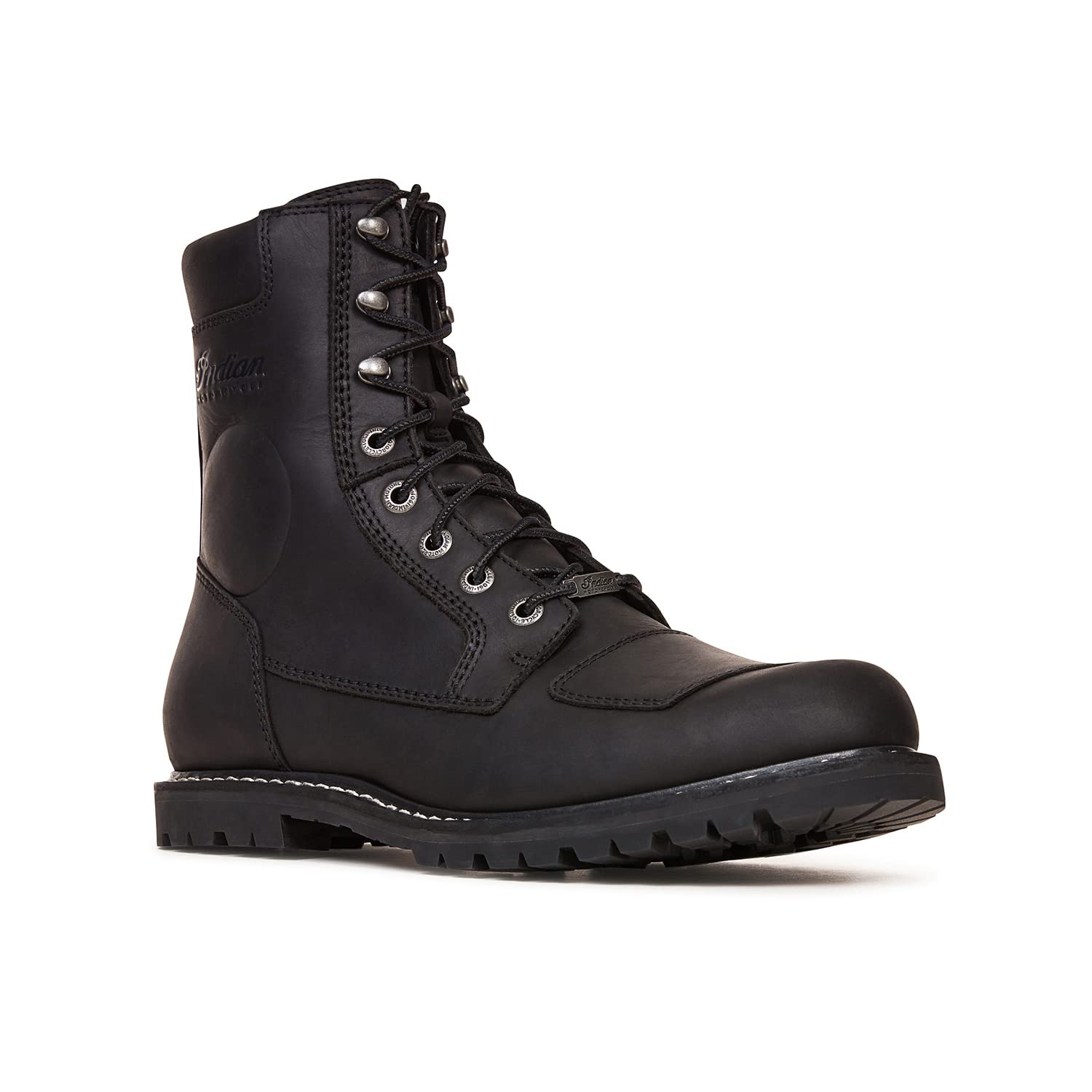 Indian Motorcycle Men's Black Lace-Up Boots - Durable Leather Riding Boots for Motorcycle Enthusiasts | Perfect for Long Rides & Outdoor Adventures