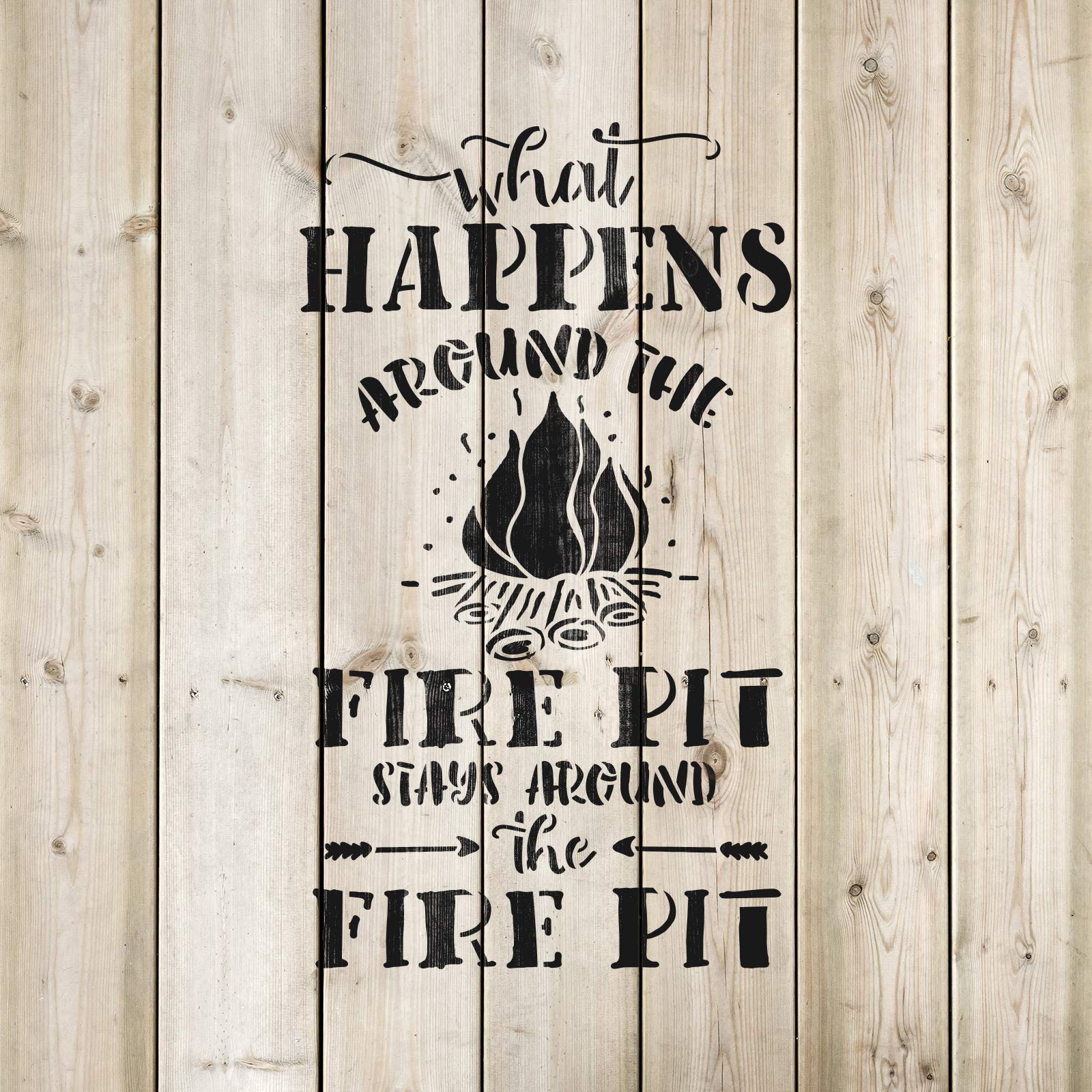 Fire Pit Camping Summer Sign Stencil - DIY Outdoor Decor for Camping, Backyard, and Bonfire Parties | Perfect for Wood Burning, Painting, and Craft Projects