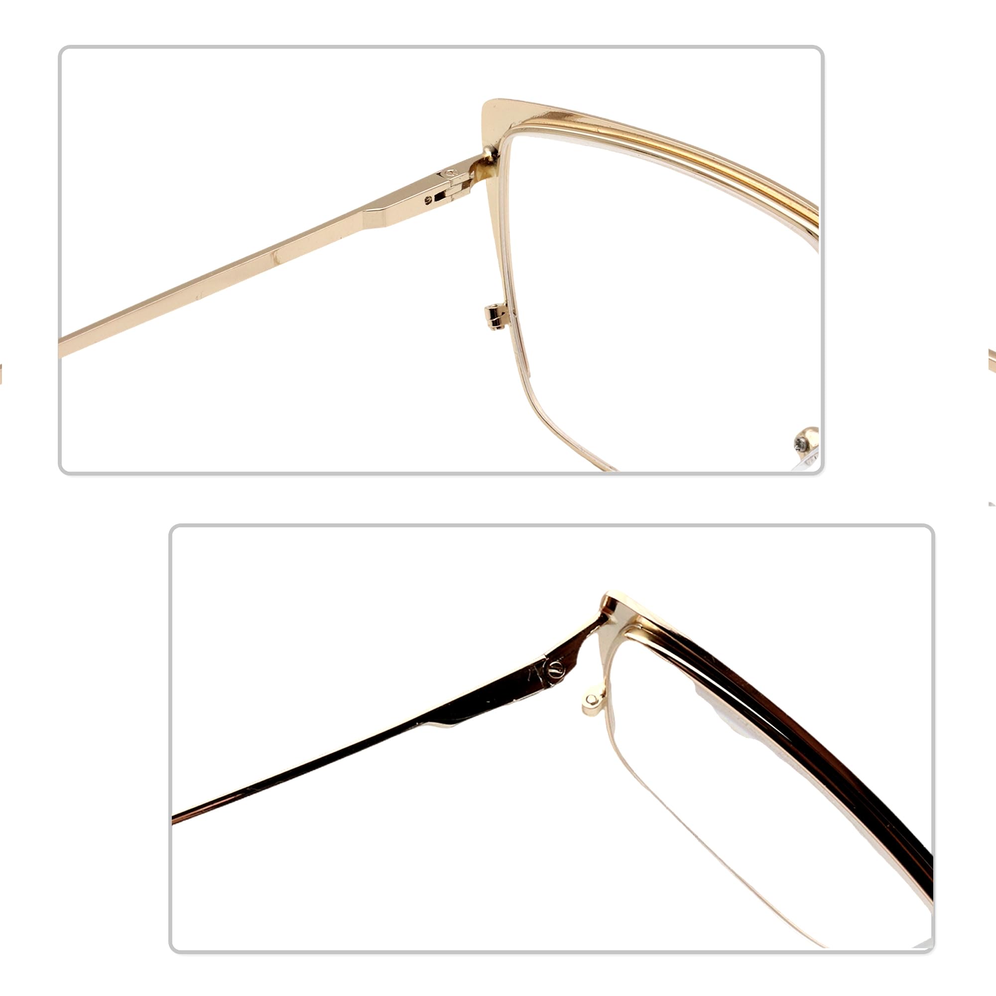 Fashionable Oversized Metal Frame Cat Eye Reading Glasses for Women - Stylish Readers for Work, Reading & Daily Use
