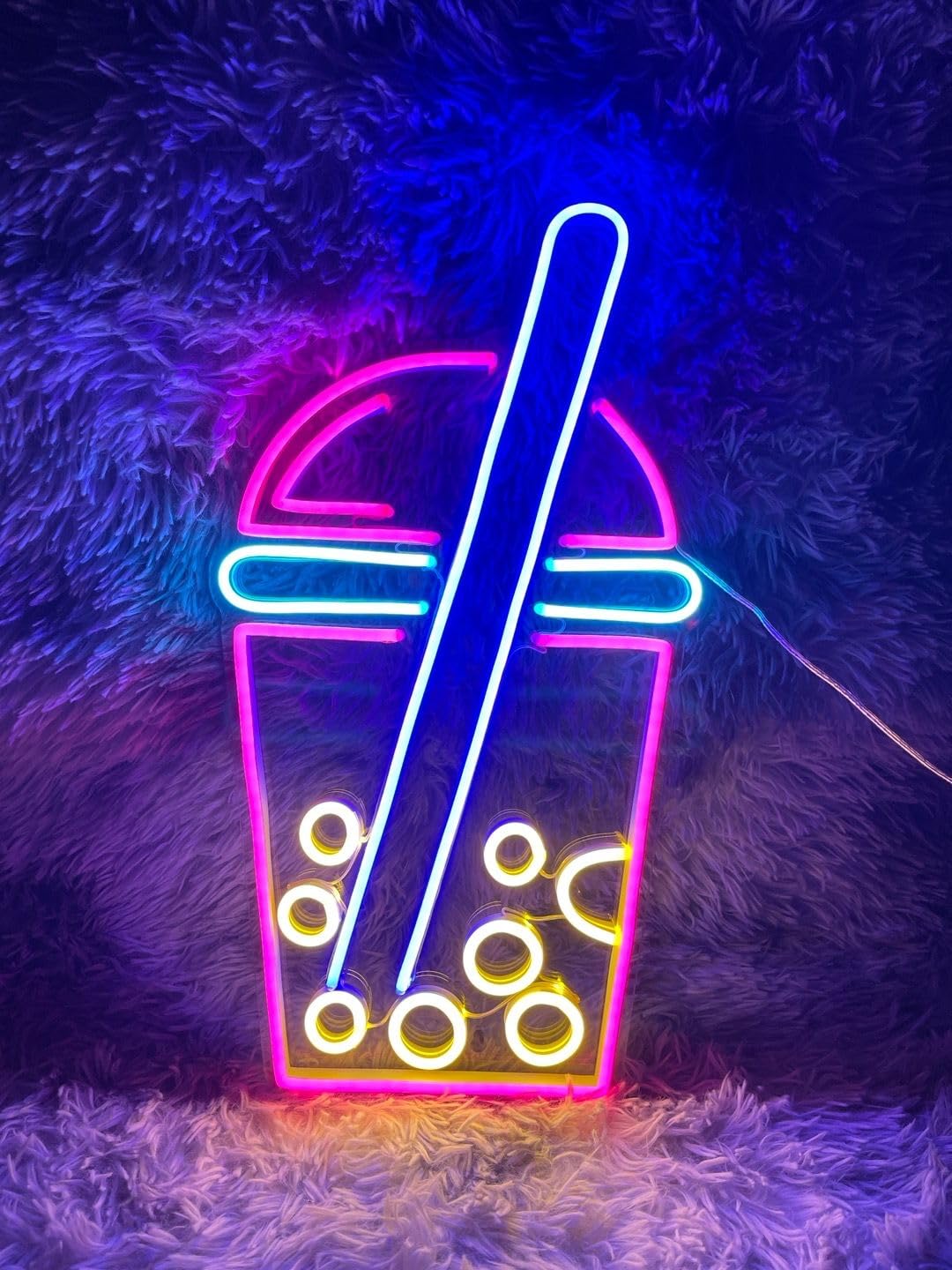 Boba Tea Neon Sign - Dimmable LED Wall Decor for Bedroom, Nursery, Cafe | Bubble Tea Light Up Sign 18x9 Inch | Perfect for Home Decor, Gift, Party & Instagram Background