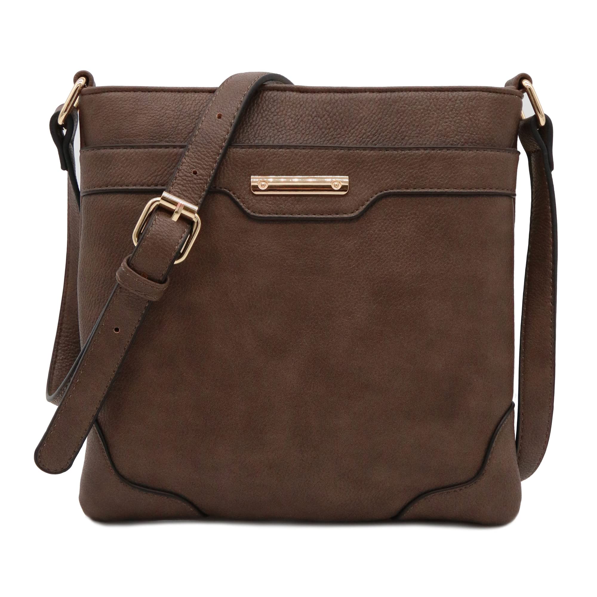 Medium Size Solid Modern Classic Crossbody Bag with Gold Plate - Stylish & Durable Shoulder Purse for Women - Perfect for Work, Travel & Everyday Use