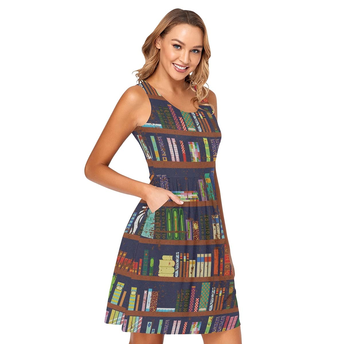Women's Sleeveless Summer Beach Dress - Casual Sun Dress with Pockets for Vacation, Pool Party & Outdoor Activities