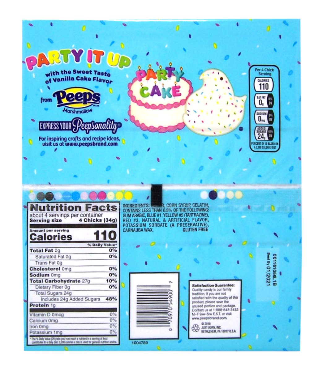 Peeps Easter Party Cake & Cotton Candy Flavored Marshmallows - 4.5oz (Pack of 2) | Festive Easter Treats, Birthday Party Snacks & Holiday Dessert Toppings