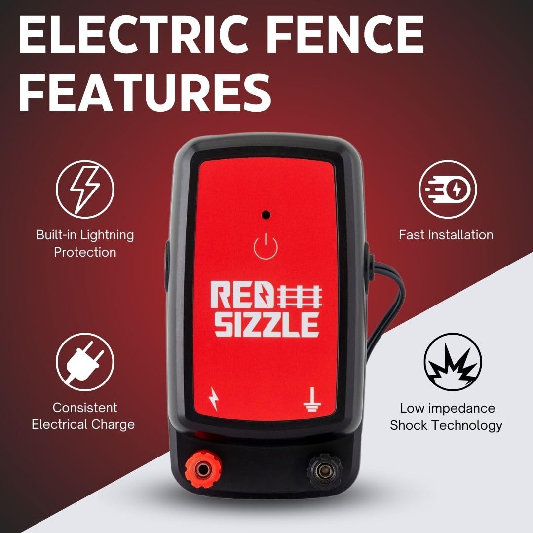 5M | AC Electric Fence Energizer | 1.2 Joule High Power Garden Fence Charger | Electric Fence Controller for Livestock, Pets & Vegetable Gardens | Protects Cattle, Horses, Sheep & Crops from Wild Animals