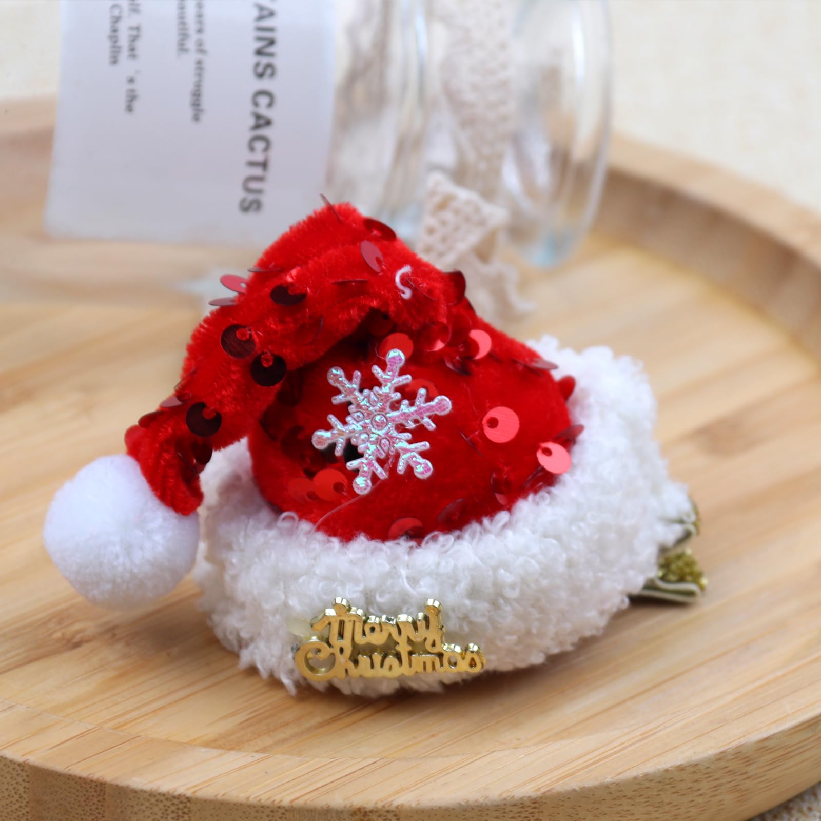 Festive Santa Hat Hair Clips with Snowflakes for Women & Girls - Christmas Party & Cosplay Accessories