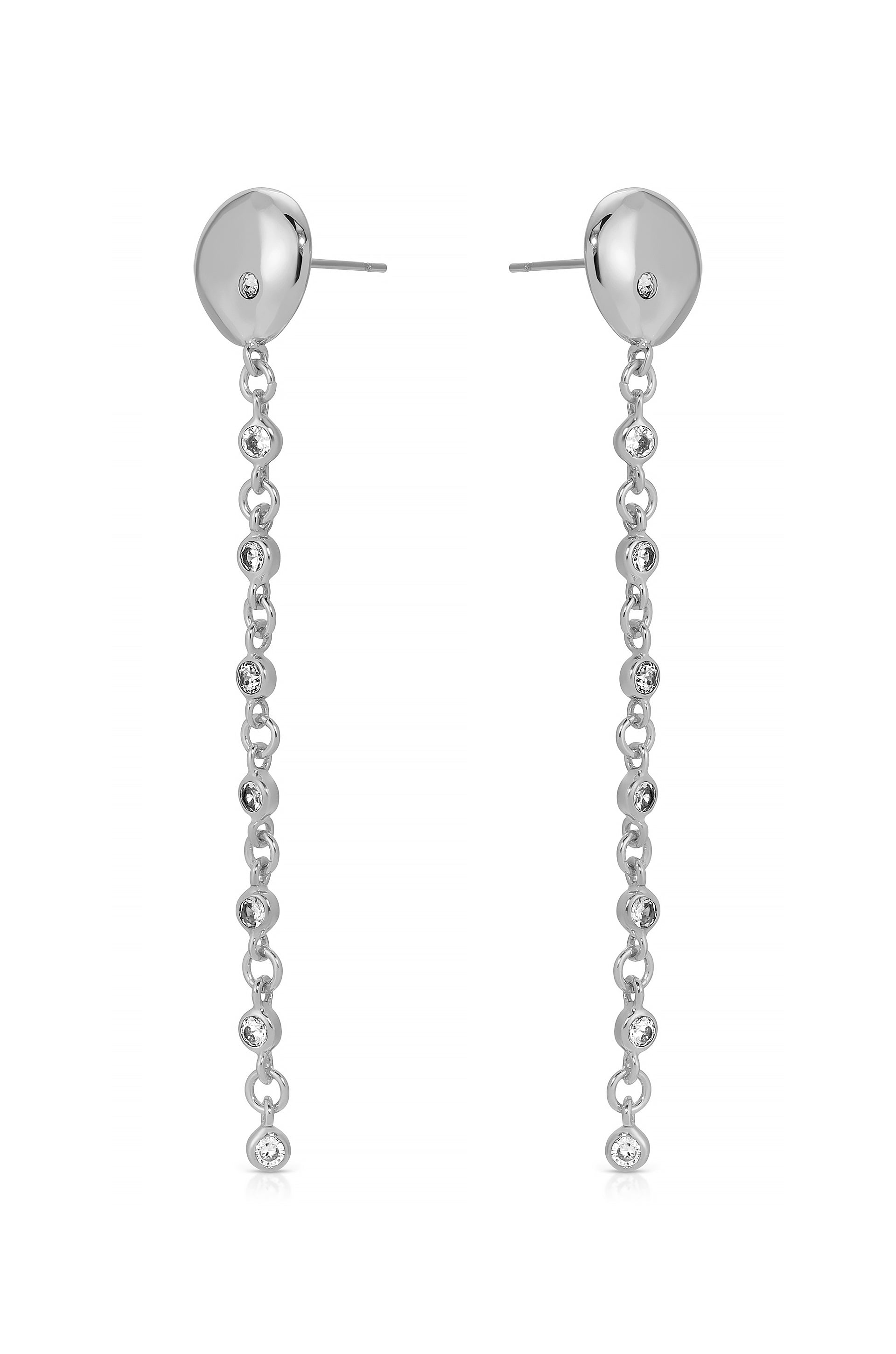 Polished Pebble Linear Chain Earrings - Elegant Minimalist Dangle Earrings for Women | Perfect for Casual Wear, Office, and Evening Outfits