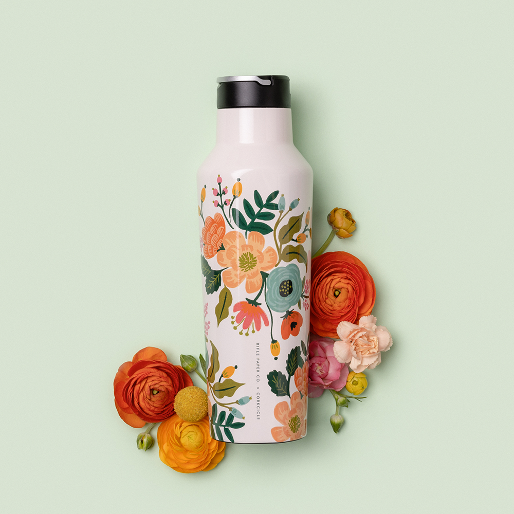 Rifle Paper Co. Insulated Stainless Steel Sport Water Bottle - Leakproof & BPA-Free for Hiking, Gym & Outdoor Activities