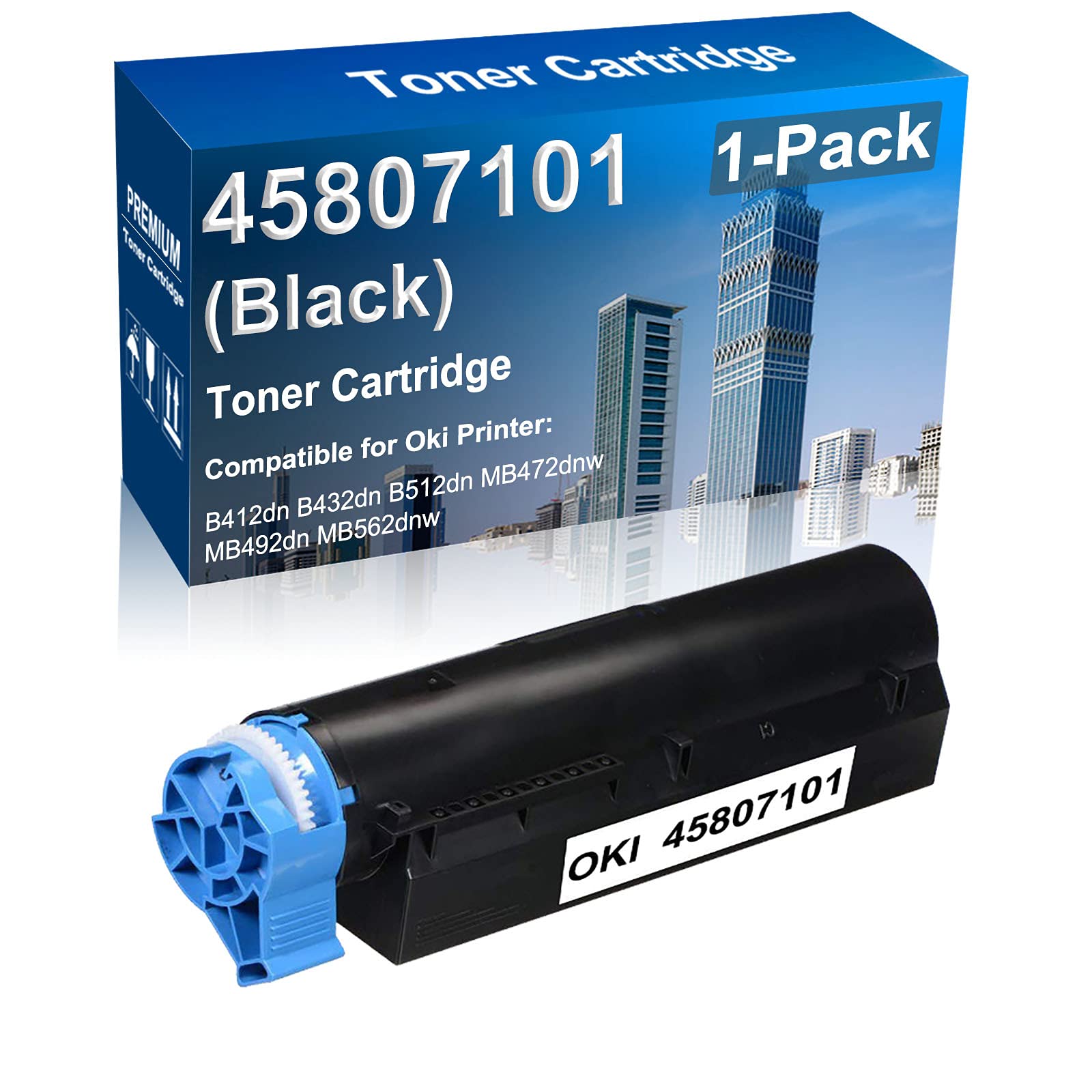 High Yield 45807101 Compatible Laser Printer Toner Cartridge for OKI B412dn B432dn B512dn MB472dnw MB492dn MB562dnw - Black (3,000 Pages) - Ideal for Office & Home Printing