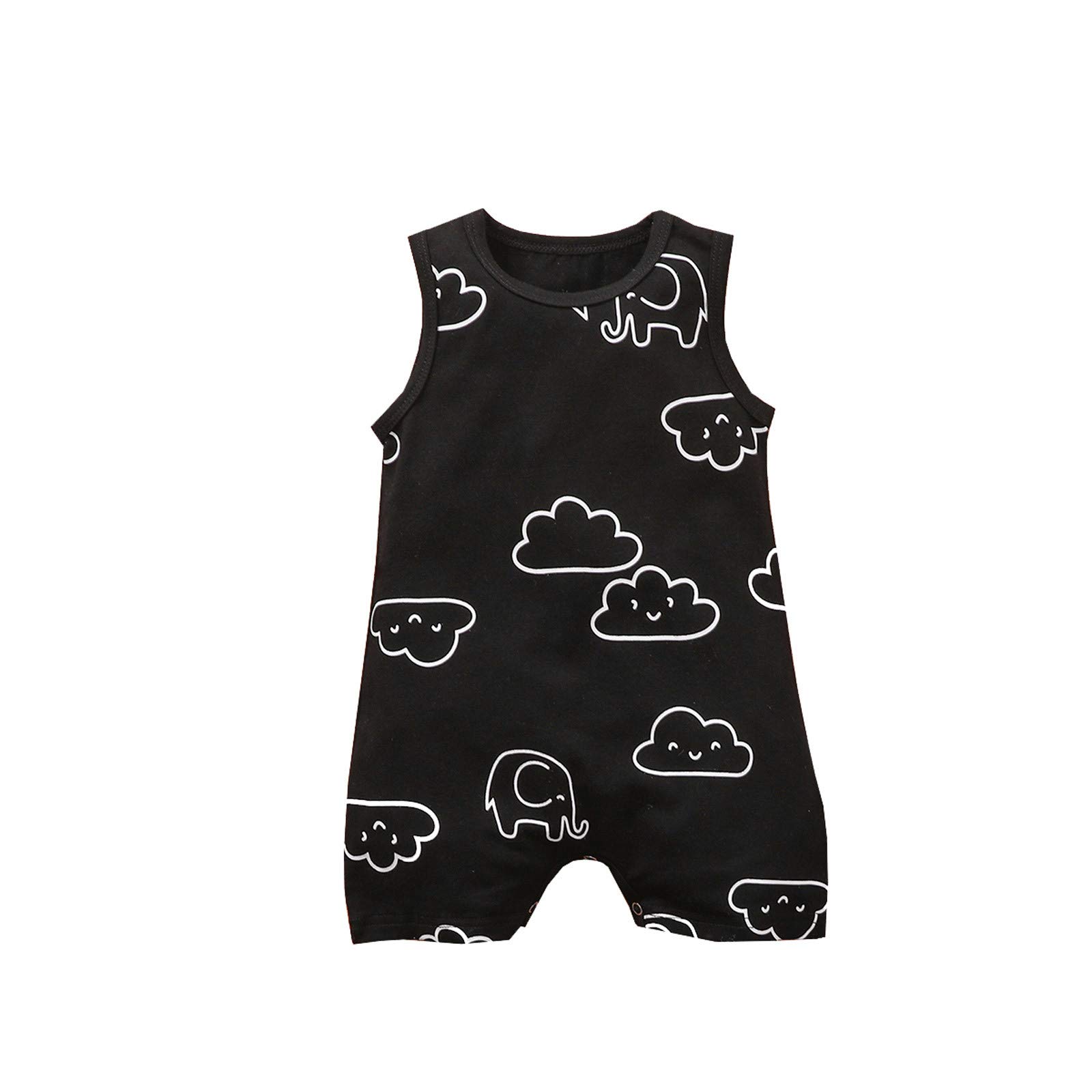 **Cloud Print Sleeveless Jumpsuit for Baby Boys & Girls - Soft Infant Romper Outfits for Playtime & Summer Comfort**