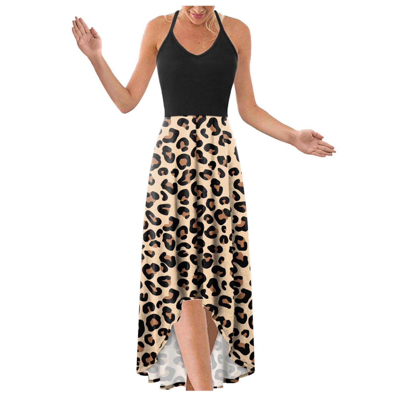 FABIURT Women's Sleeveless Floral Maxi Dress - Casual Loose Fit Plain Sling Long Sundress for Beach, Vacation & Summer Outings