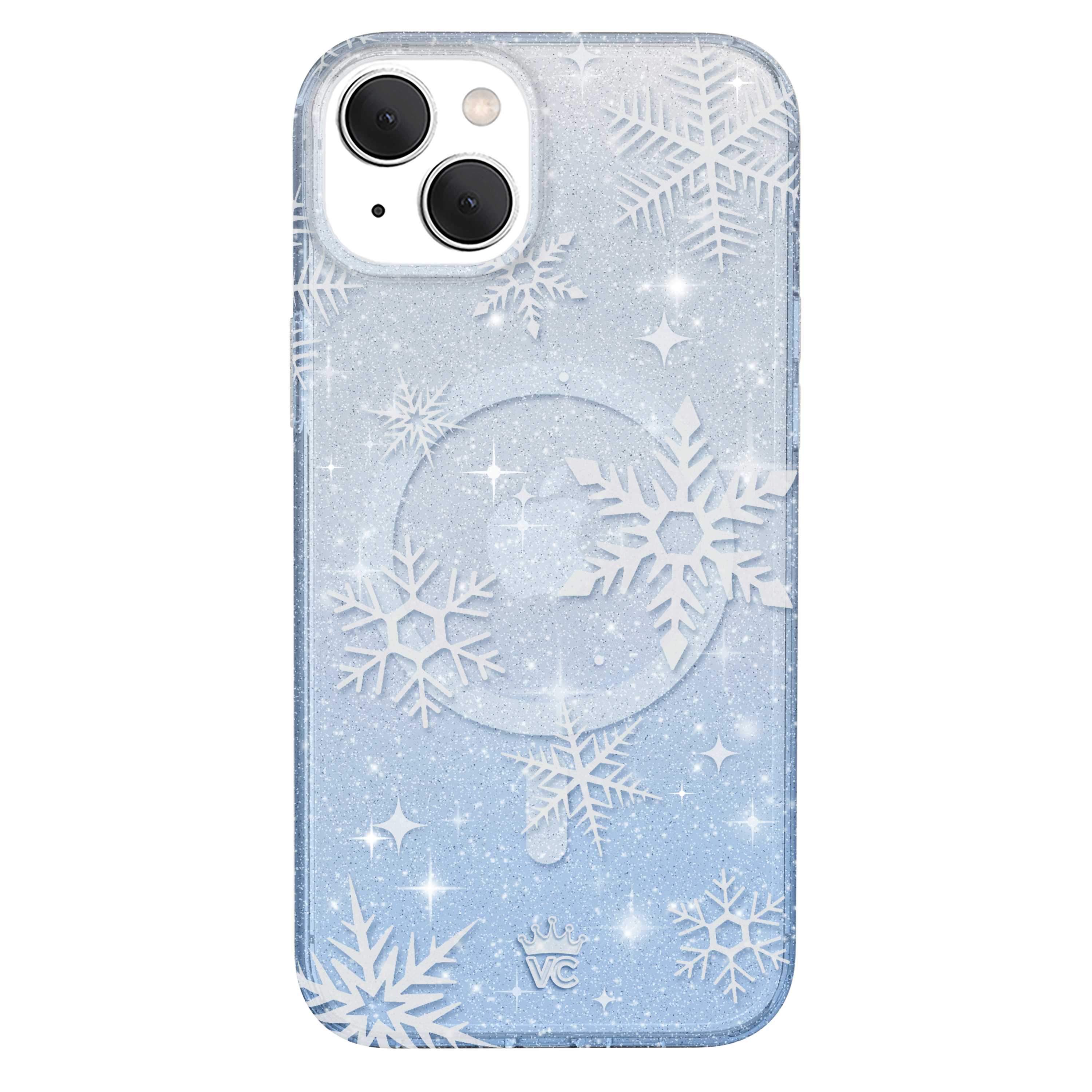 Snow Angel Glitter iPhone Case - Sparkly Protective Phone Cover for iPhone 13/14/15 - Perfect for Winter Holidays, Christmas Gifts & Festive Occasions