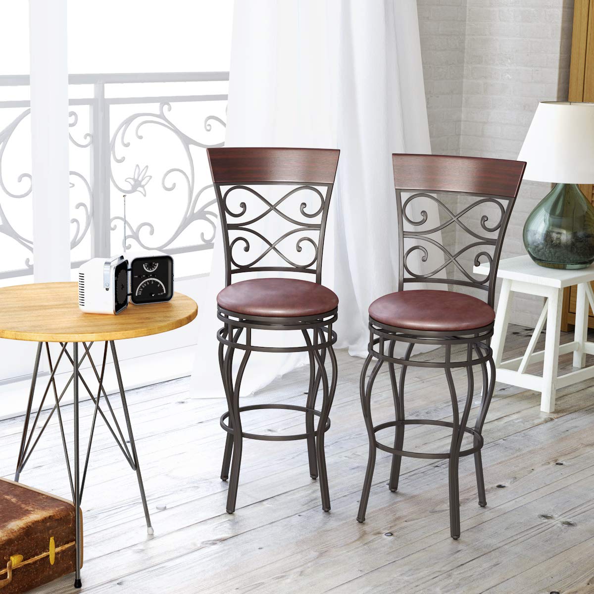 HAPPYGRILL 2-Piece Swivel Bar Stool Set - 30