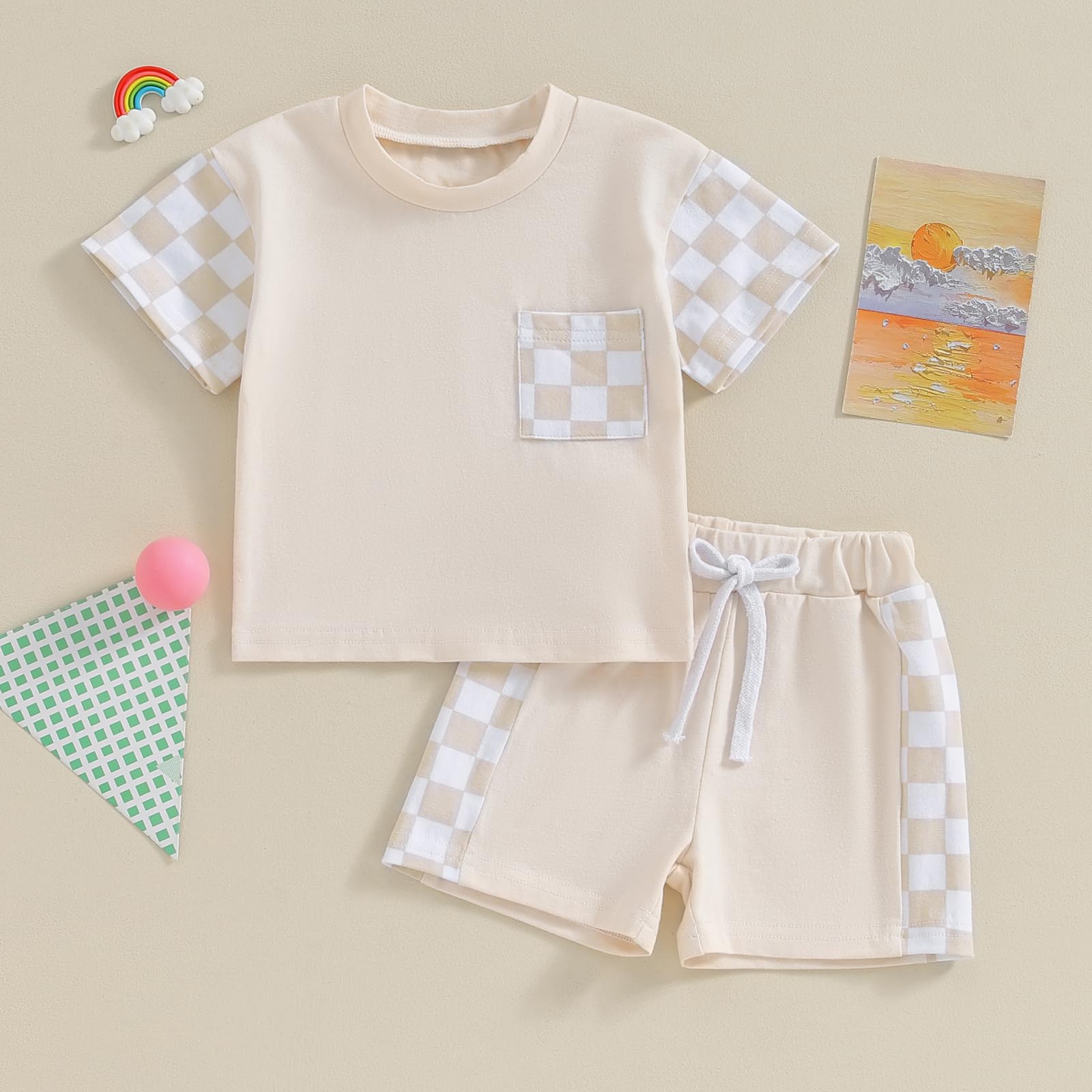 Karwuiio Toddler Baby Boy Summer Outfit - Short Sleeve T-Shirt & Elastic Waist Shorts Set | Cute Casual Playwear for Boys | Perfect for Playdates, Beach Trips & Outdoor Activities