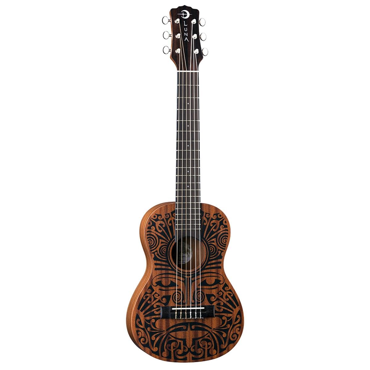 Luna Guitars UKE Tribal 6 - 6-String Concert Ukulele with Mahogany Body & Tribal Design - Perfect for Beginners, Travel & Beach Performances